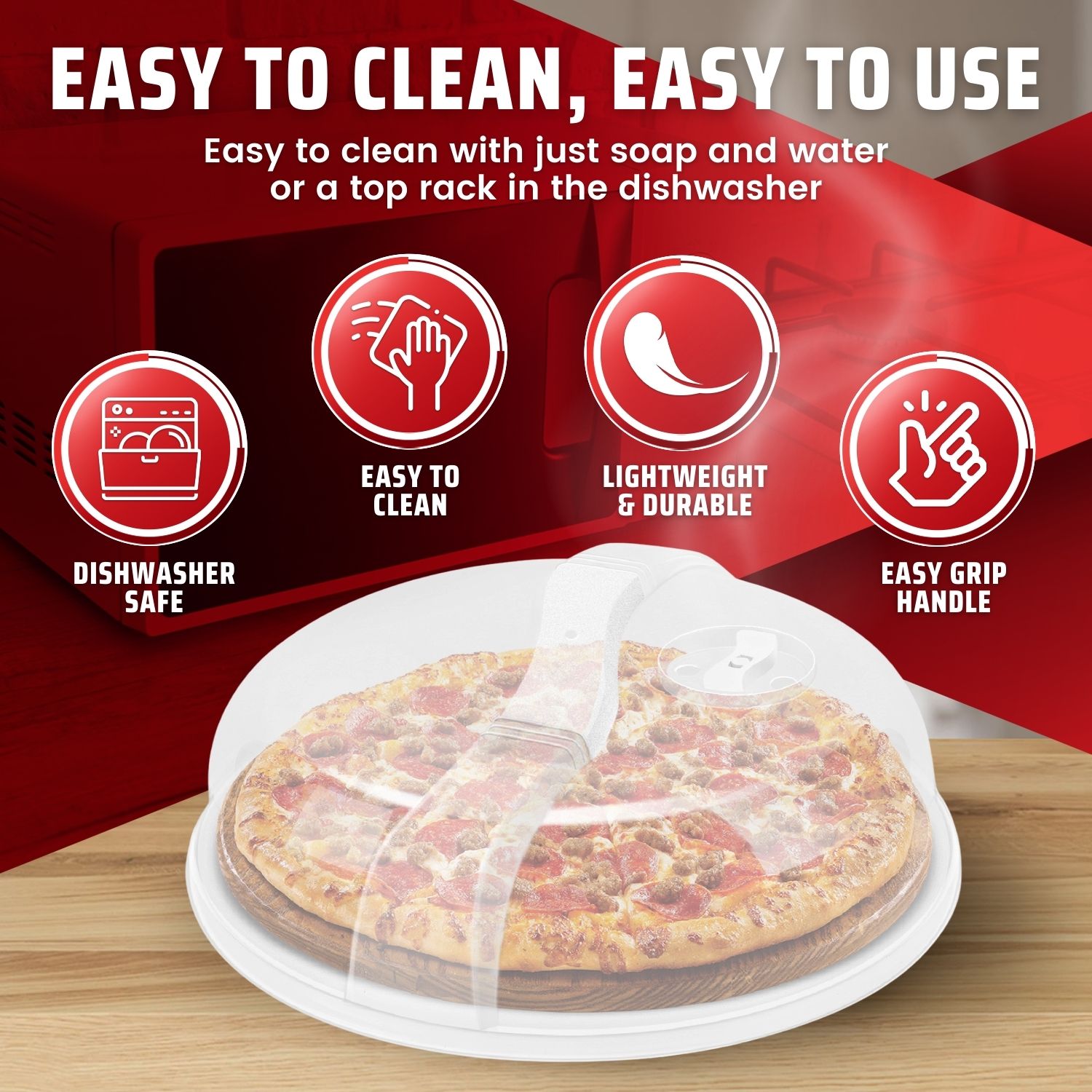 DISHWASHER SAFE - Our microwave cover is dishwasher safe and easy to clean with just soap or water or a top rack in the dishwasher. It is made with BPA-free and melamine-free plastic, made of food-grade PP material