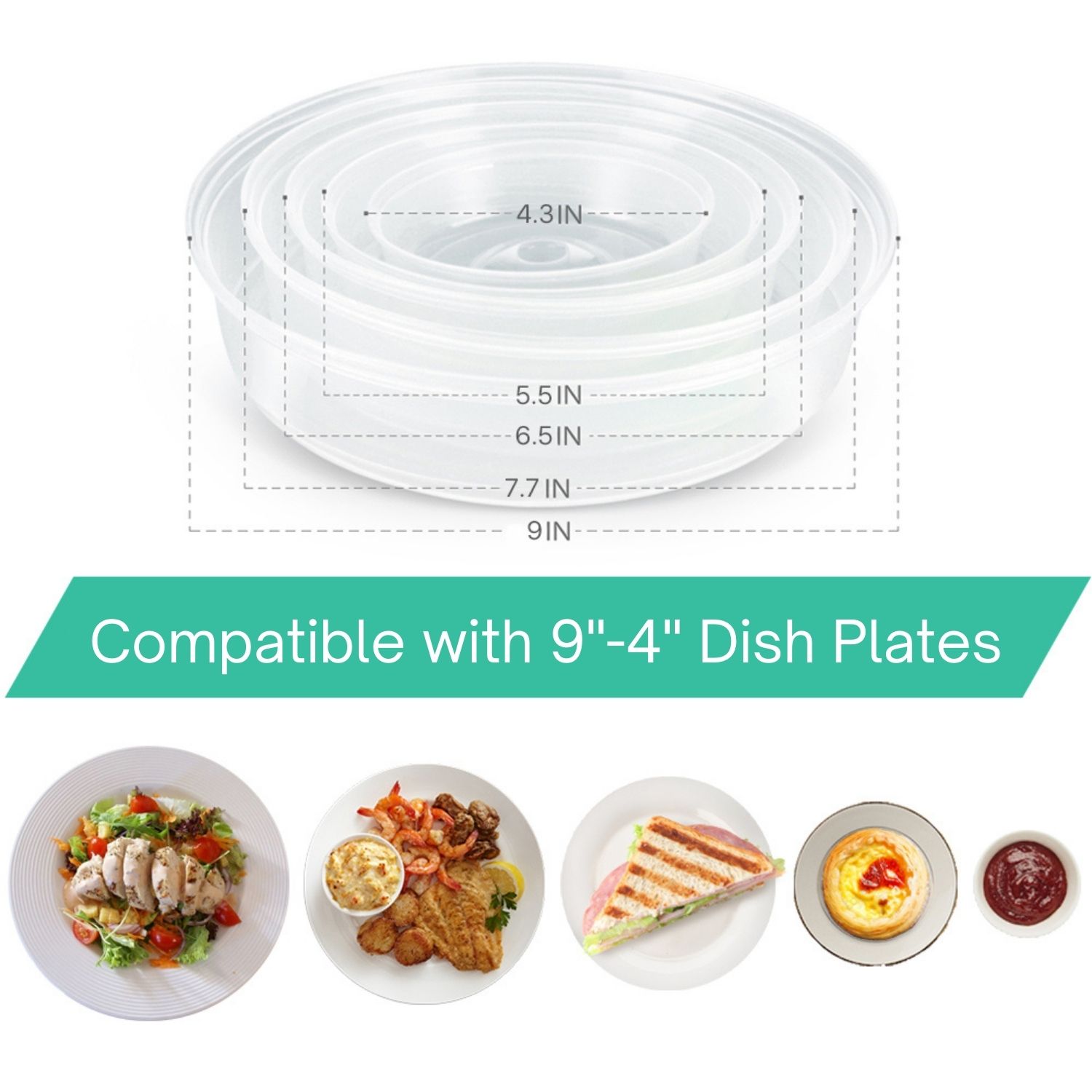 The microwave dish cover is tall enough to not touch your food. Our microwave splash cover comes with a vented top to open to release steam and close to keep food warm