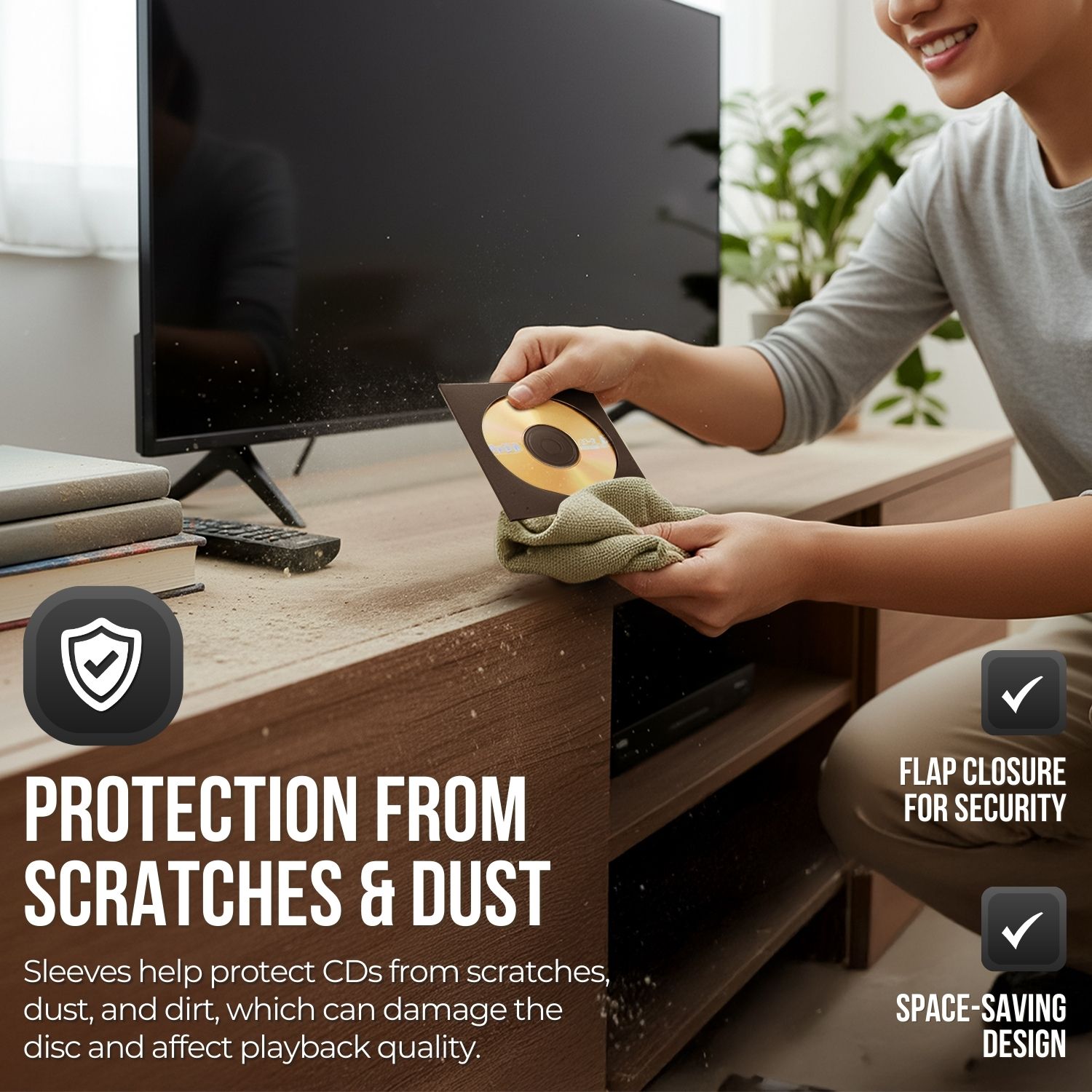 100 Pack CD DVD Thick Paper Sleeves Case Envelope with Window Cut Flap