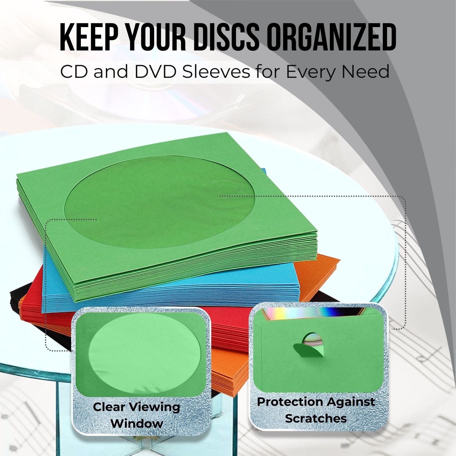 100 Pack CD DVD Thick Paper Sleeves Case Envelope with Window Cut Flap