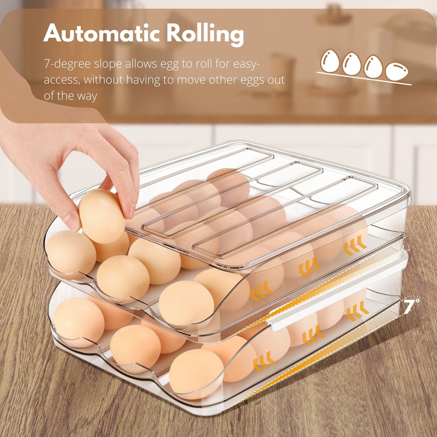 Covered 24 Eggs Holder Tray Container Dispenser Storage ...