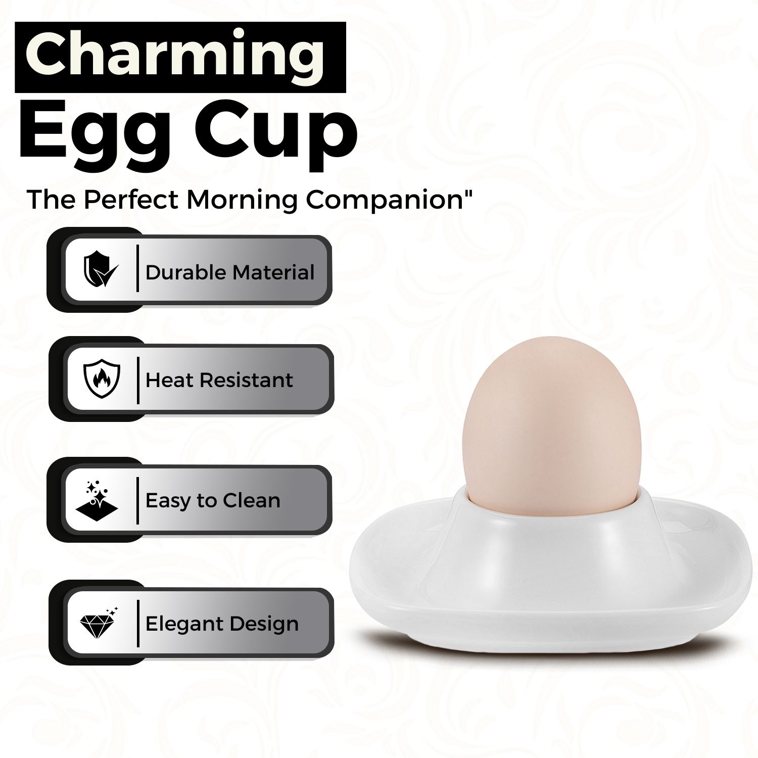 Hard Soft Boiled Egg Cups Set of 4 Pack, Stackable Ceramic Porcelain
