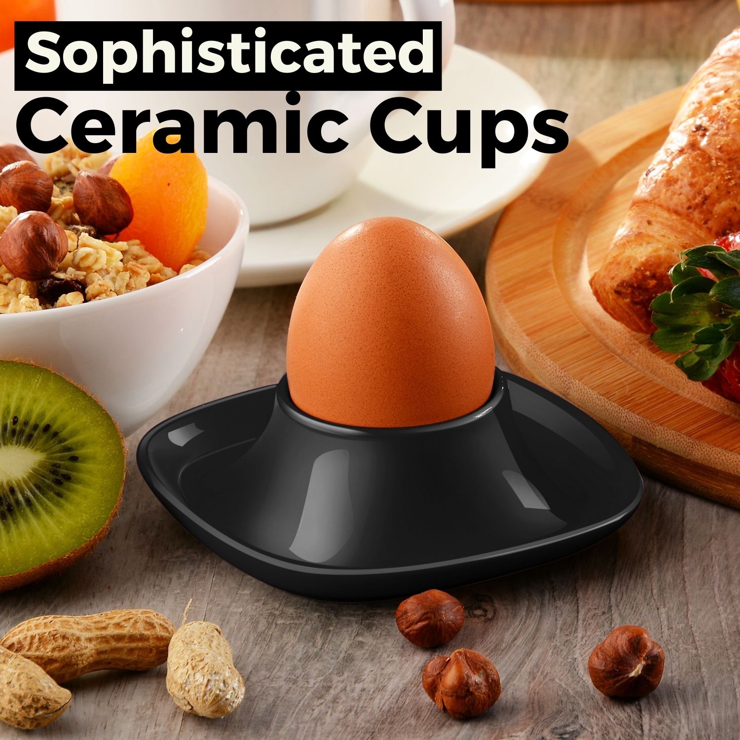 Elegant Egg Cup Holder Set - Our egg cup plates' sleek square design adds sophistication to any dining table. These boiled egg holder feature a simple yet stylish design that will impress your guests and elevate your dining experience.