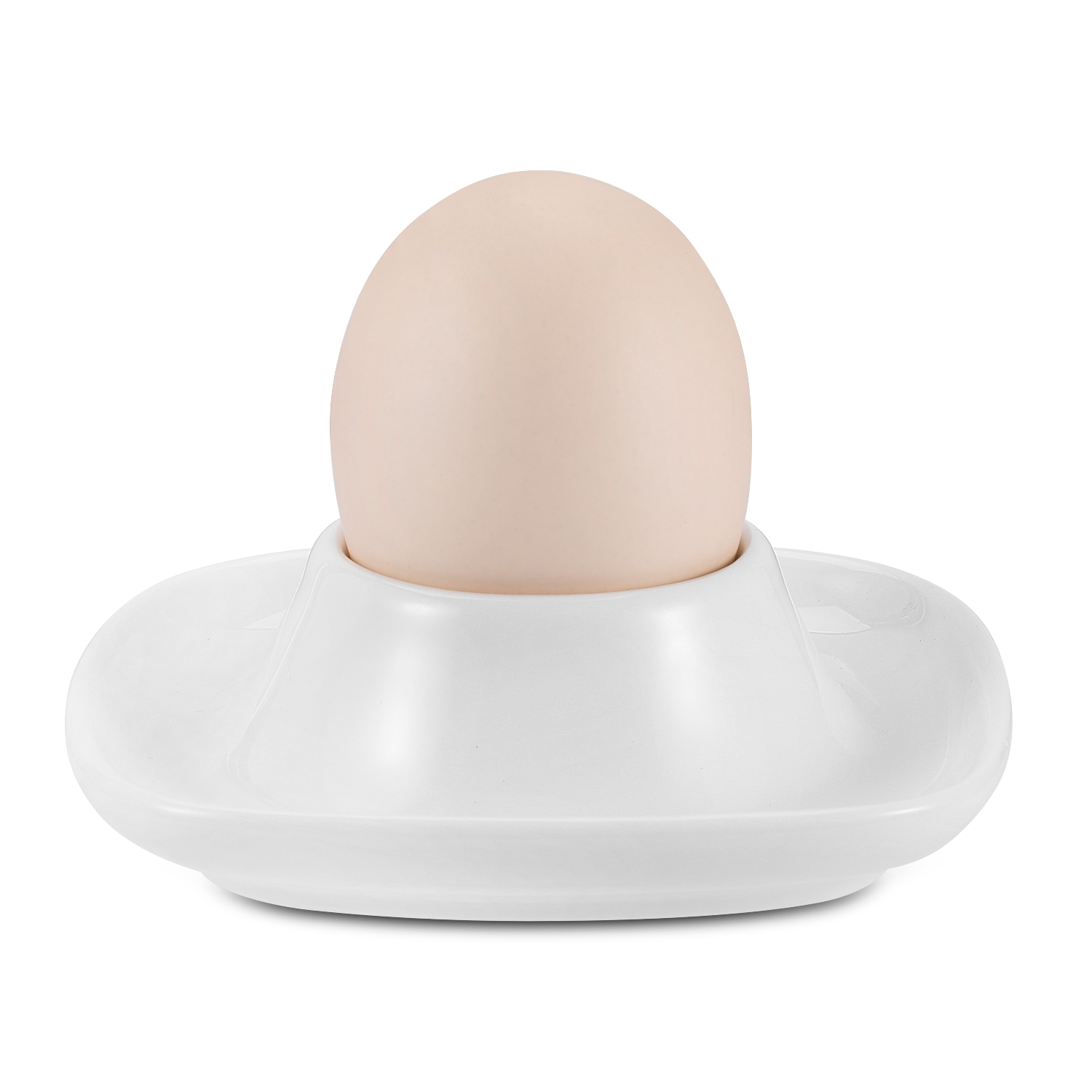Unlike ordinary unstable stemmed egg cups, our square white porcelain egg holders are designed with a flat base for superior stability and a protruding rim for setting spoons/cutlery and putting eggshells in
