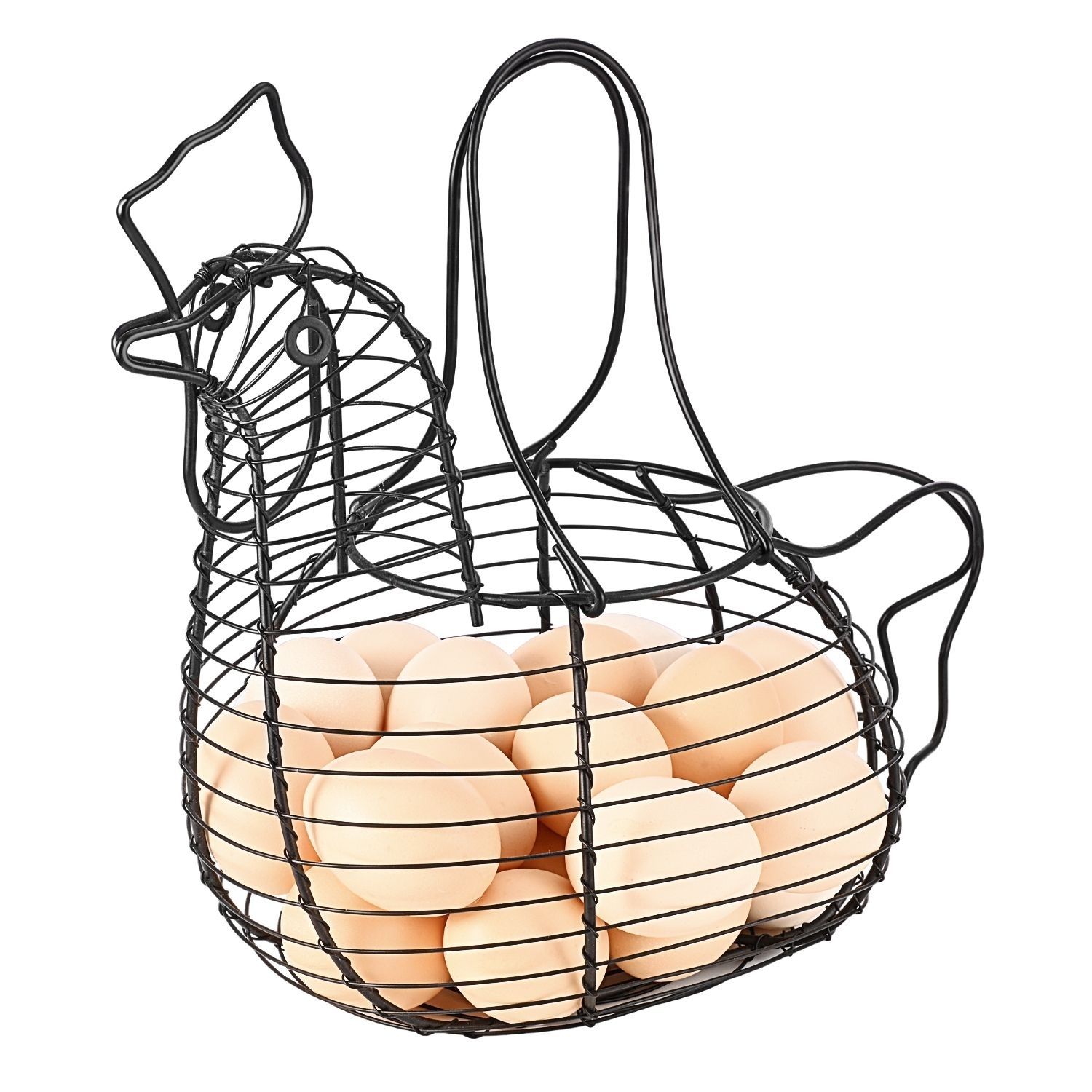 Large Chicken-Shaped Egg Holder - Wire Hen Basket For Kitchen Counter Egg Storage - View #9