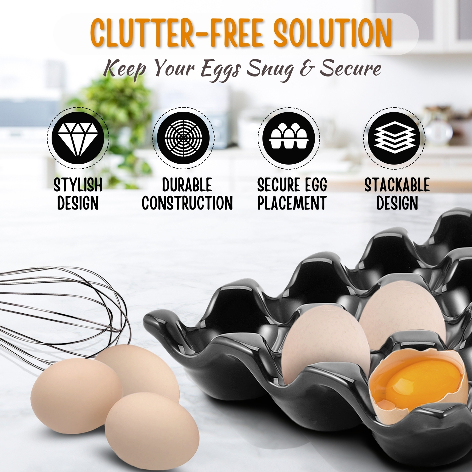 Versatile Serving Decorative Ceramic Tray - Ideal display stand for holding hard-boiled eggs, mini appetizers and also be used as a stylish serving tray for classic easter chick deviled egg dispenser or dyed/painted eggs at an Easter celebration