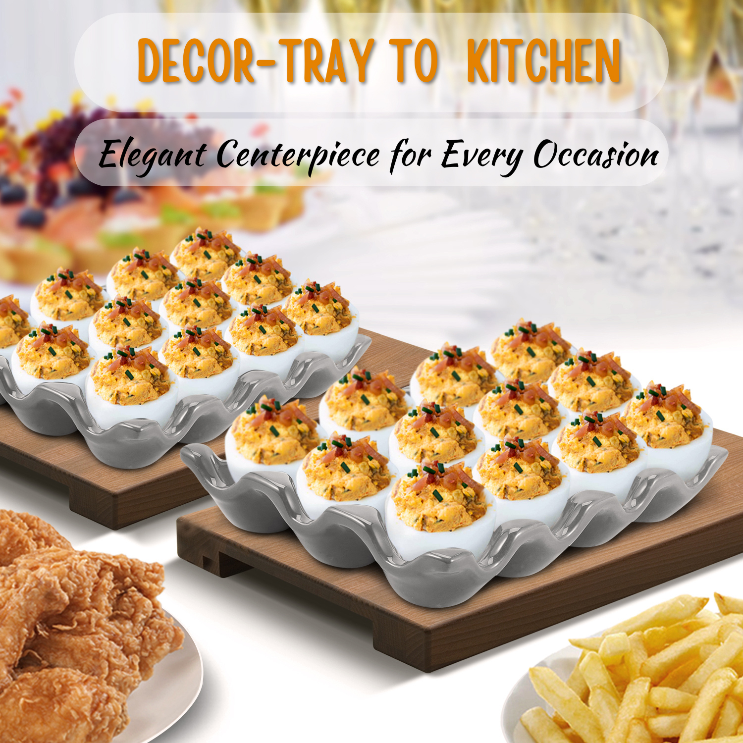 Dozen Egg Cup Ceramic Egg Carton - This egg holder tray organizer comes with 12 egg cup slots that are just the right size to hold standard-size chicken eggs. Perfect to use for a hard boiled egg container,  ceramic egg platter, refrigerator egg holder, or counter egg holder