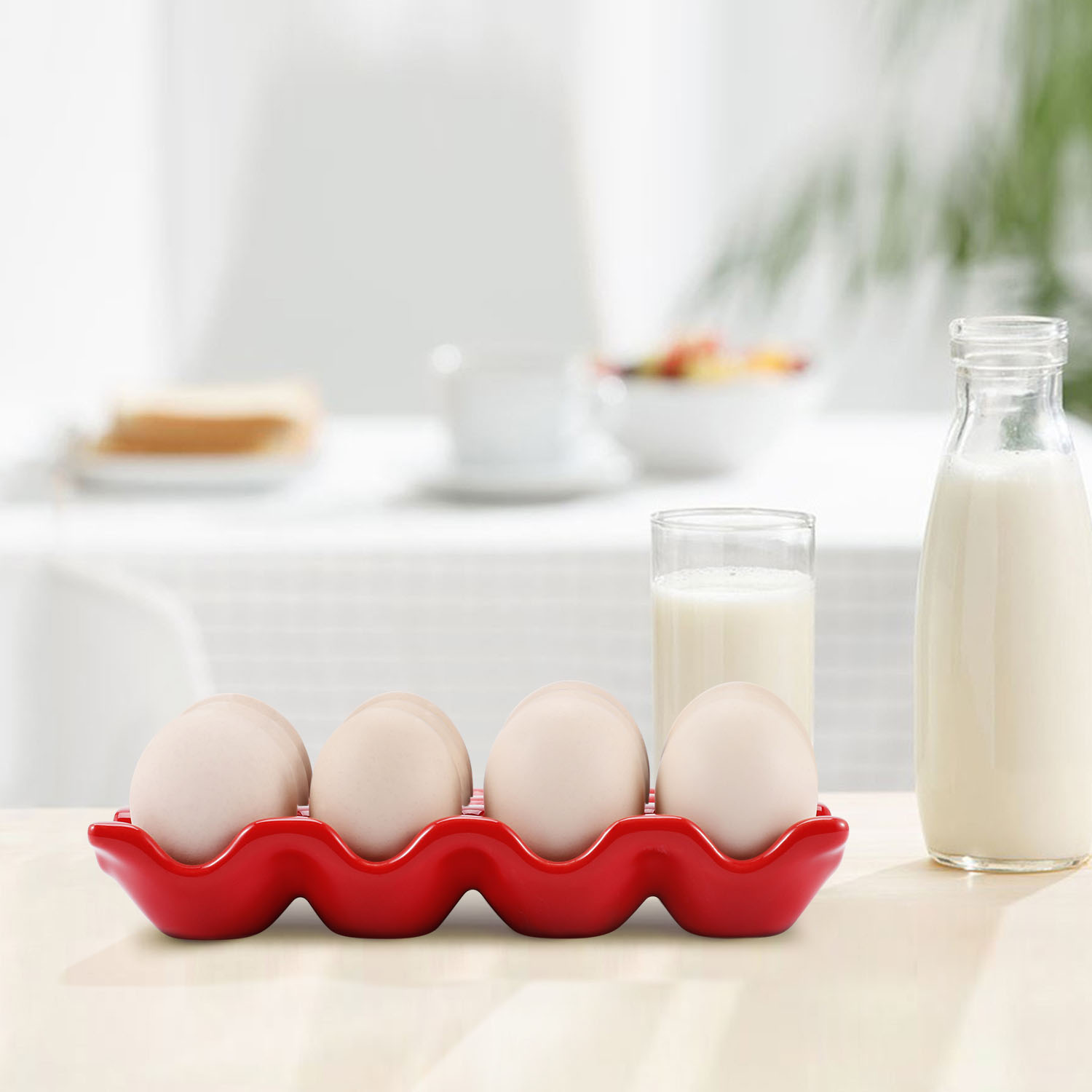 Versatile Serving Decorative Ceramic Tray - Ideal display stand for holding hard-boiled eggs, mini appetizers and also be used as a stylish serving tray for classic easter chick deviled egg dispenser or dyed/painted eggs at an Easter celebration