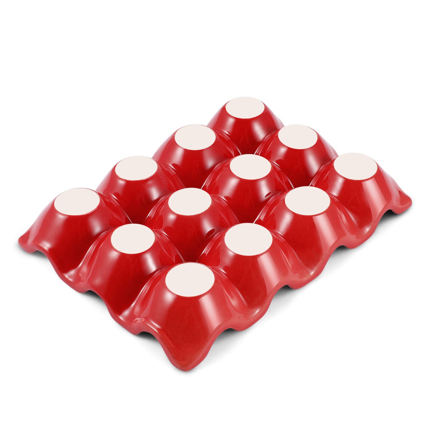 Ceramic Egg Tray 12 Cup Egg Holder Container for Refrigerator Fridge (Red) eBay