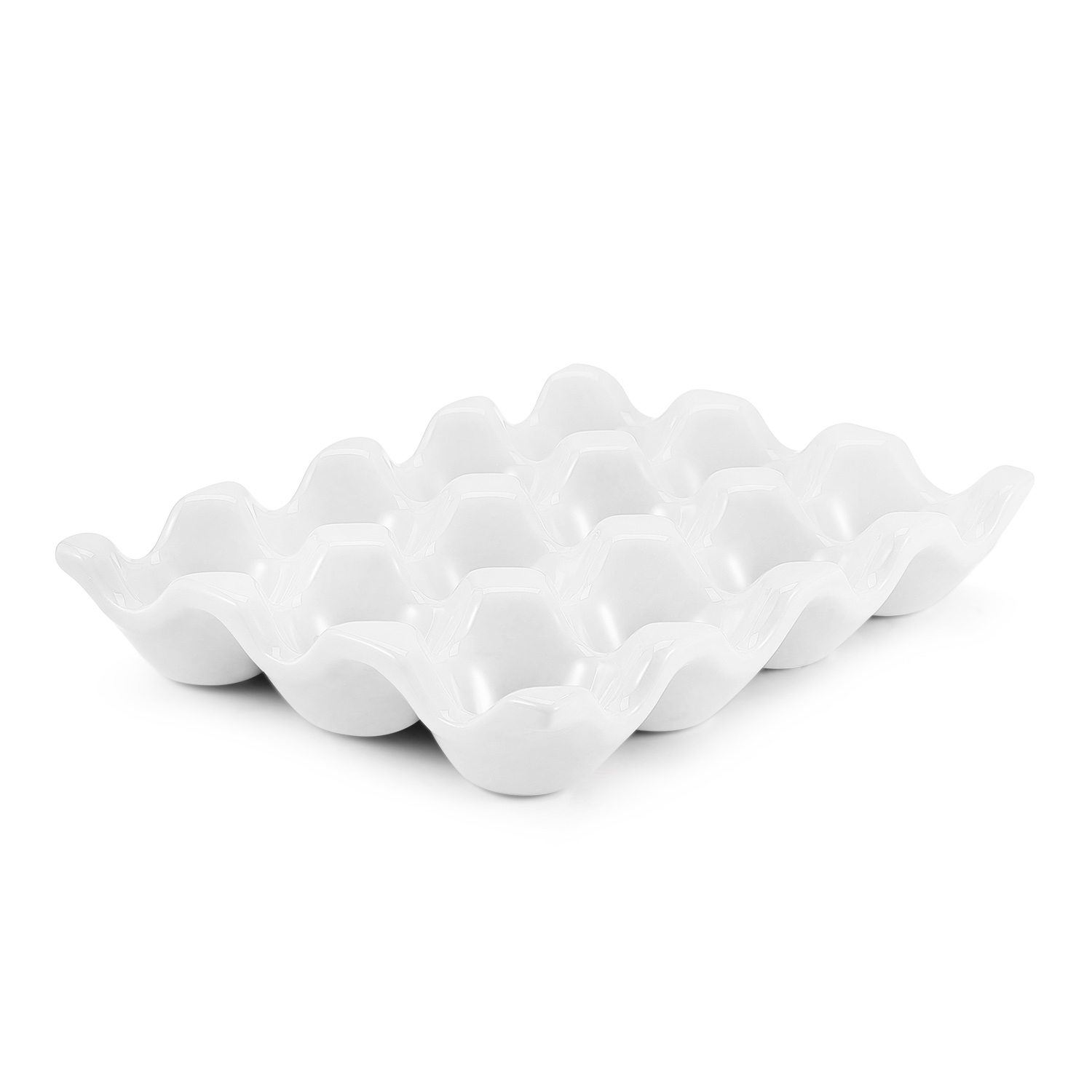 Ceramic Egg Tray 12 Cup Egg Holder Container for Refrigerator Fridge
