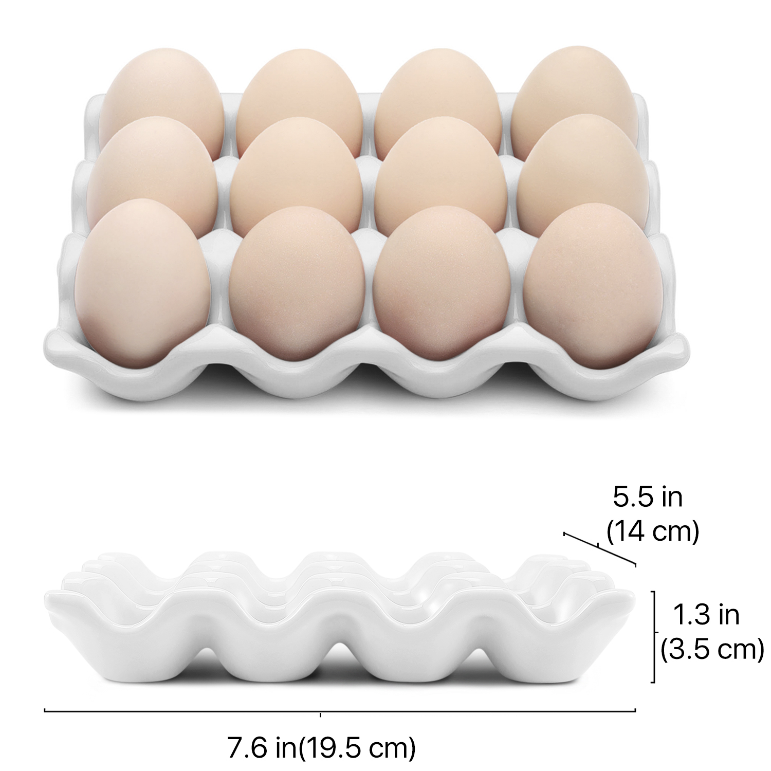 Ceramic Egg Tray 12 Cup Egg Holder Container for Refrigerator Fridge (White) 810651038327 eBay