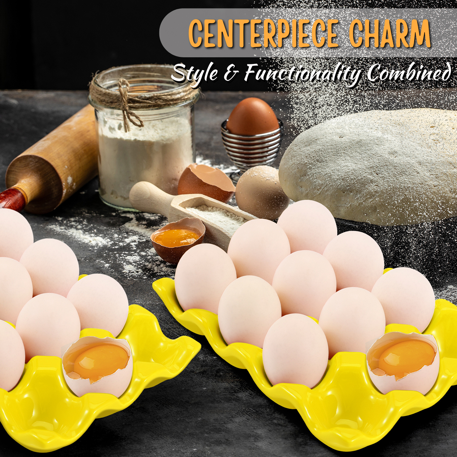Ceramic Egg Tray 12 + 12 Cups Egg Holder Container for