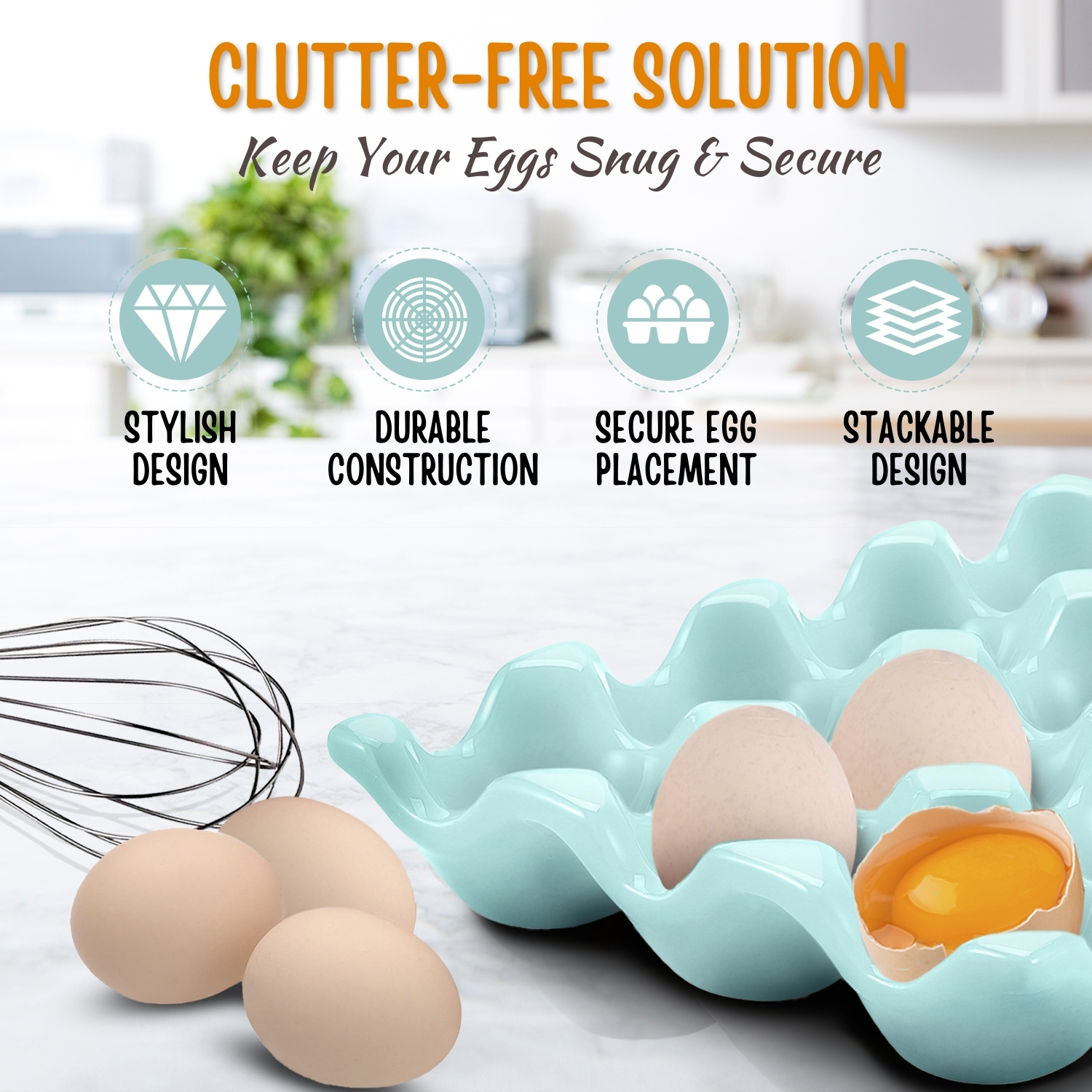 Versatile Serving Decorative Ceramic Tray - Ideal display stand for holding hard-boiled eggs, mini appetizers and also be used as a stylish serving tray for classic easter chick deviled egg dispenser or dyed/painted eggs at an Easter celebration