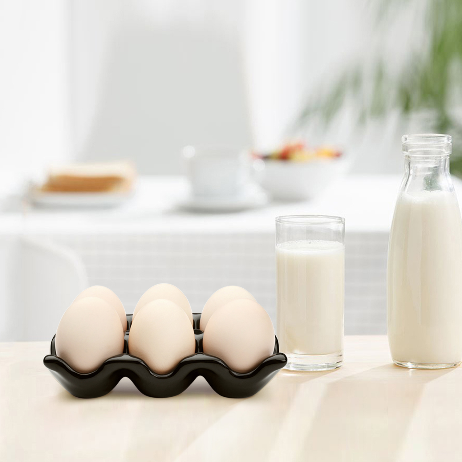 High Quality and Durable - Made from high-temperature rigid reinforced porcelain, the egg tray holder exhibits high strength and is resistant to scratches, promising longevity and enduring elegance