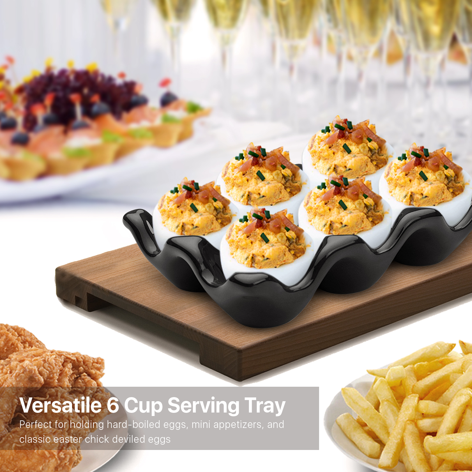 Easy to Clean - The glazed surface of the egg holder porcelain is nonporous, resists staining, and can be easily cleaned with a scouring pad and soapy water