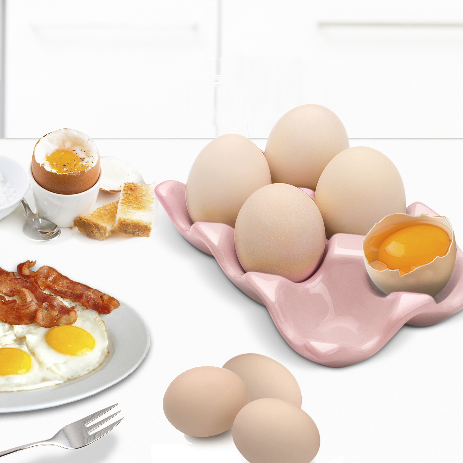 Versatile Usage - This Porcelain Half Dozen Egg Holder is a decorative piece on your countertop and can also be used to serve deviled eggs during parties or as a dish for small appetizers