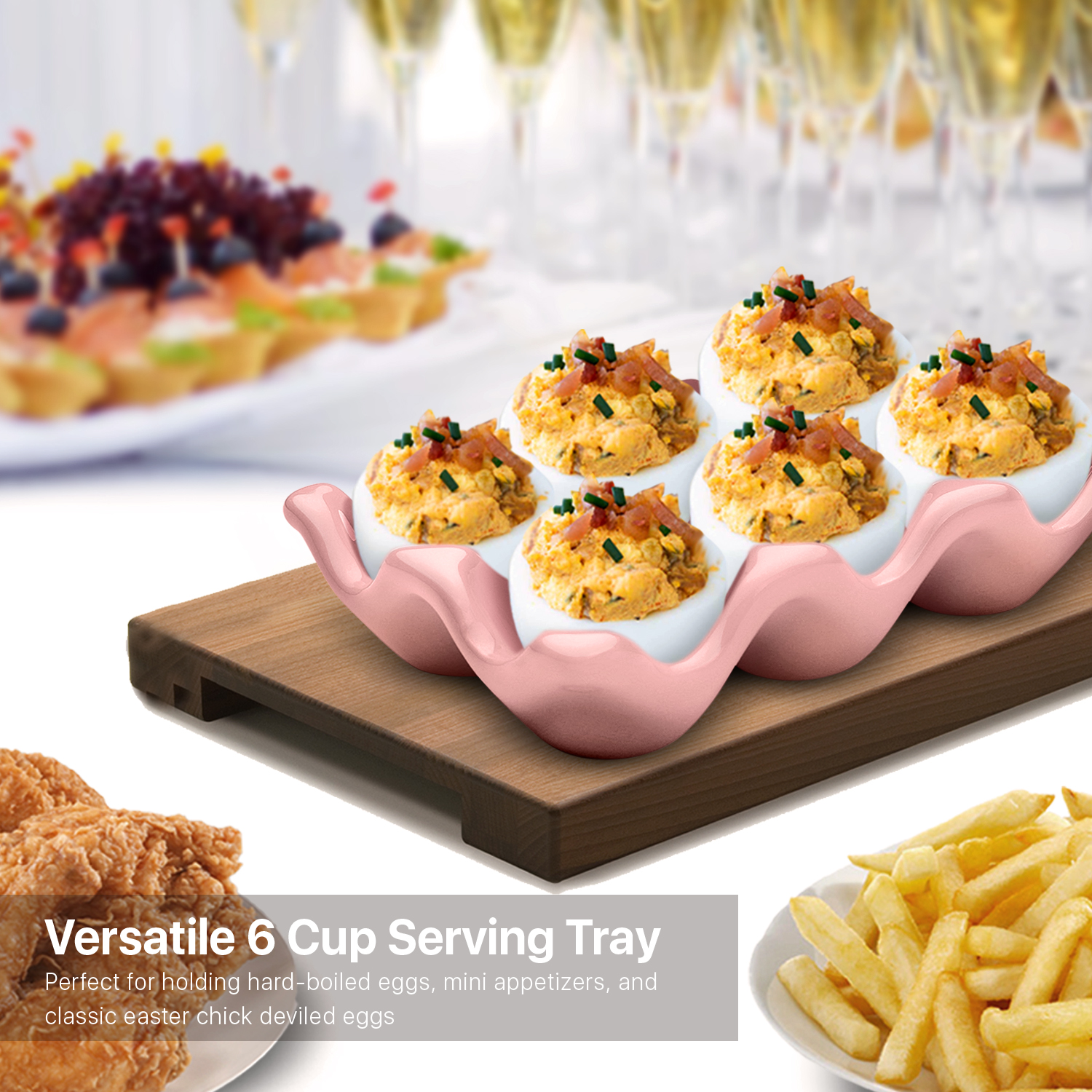 Easy to Clean - The glazed surface of the egg holder porcelain is nonporous, resists staining, and can be easily cleaned with a scouring pad and soapy water