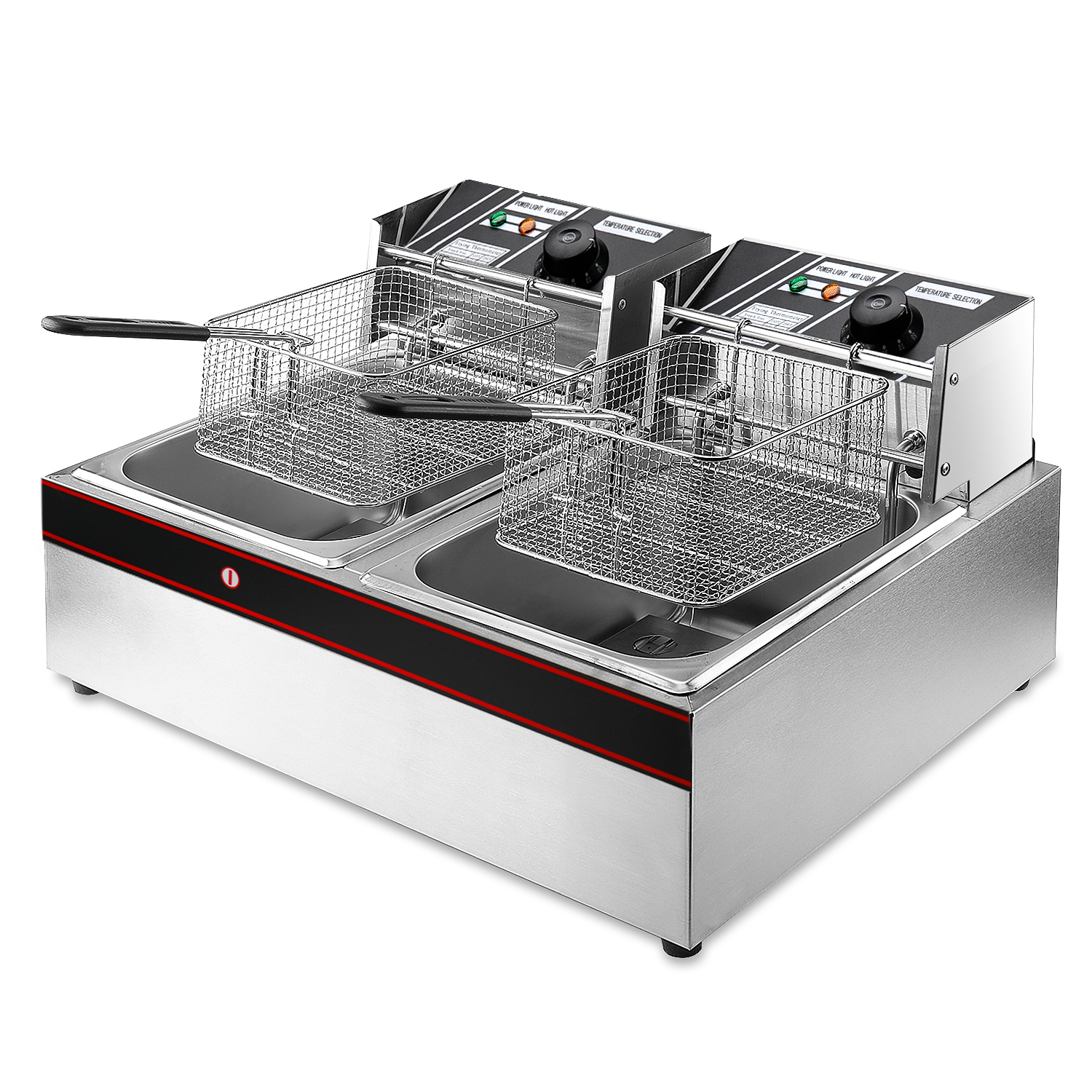 Deep Fryer Dual Tank 3400W 12 Liter Stainless Steel Electric Double