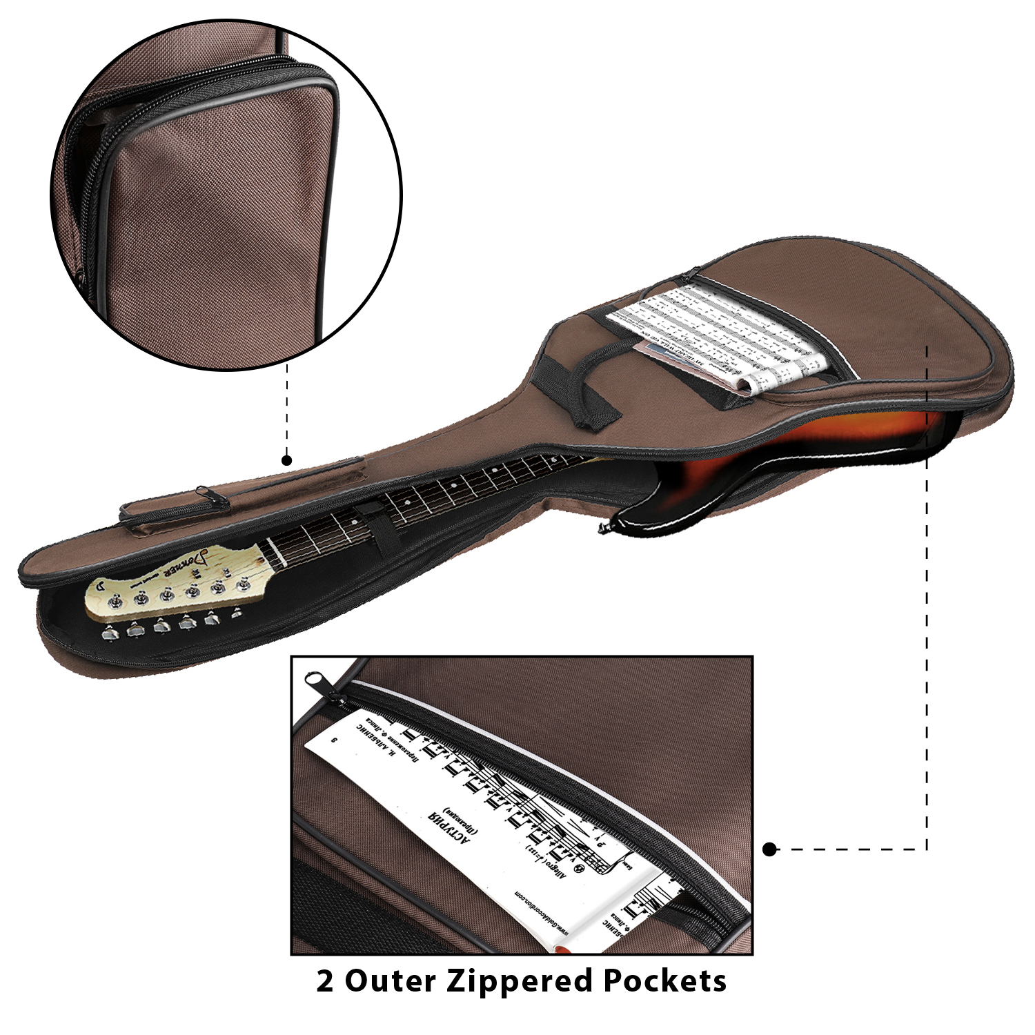 Electric Guitar Gig Bag Guitarist Backpack Waterproof Concert Tour Case