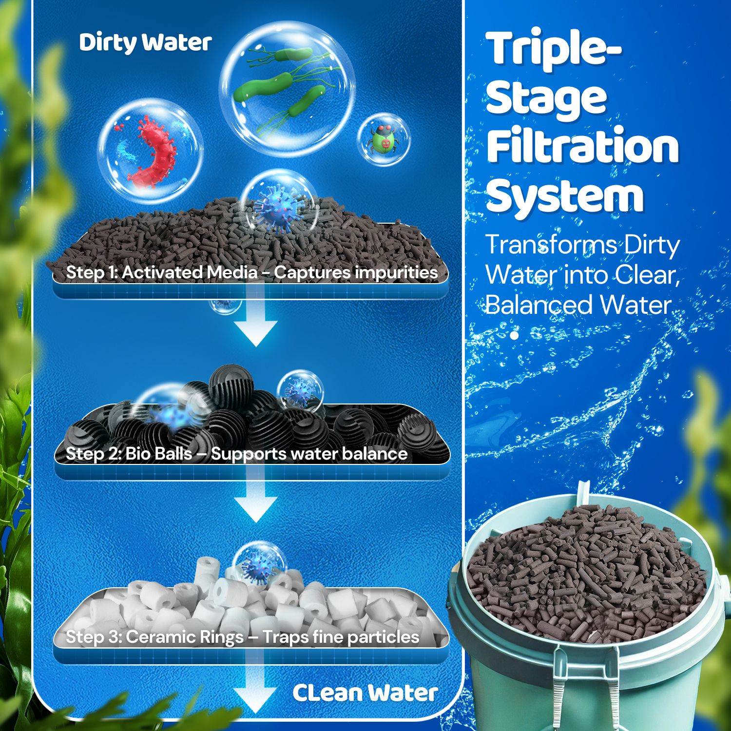 Convenient Mesh Bag Design - Each aquarium media filter type is pre-packaged in its own mesh bag for easy handling, cleaning, & replacement to easily integrate into your existing setup