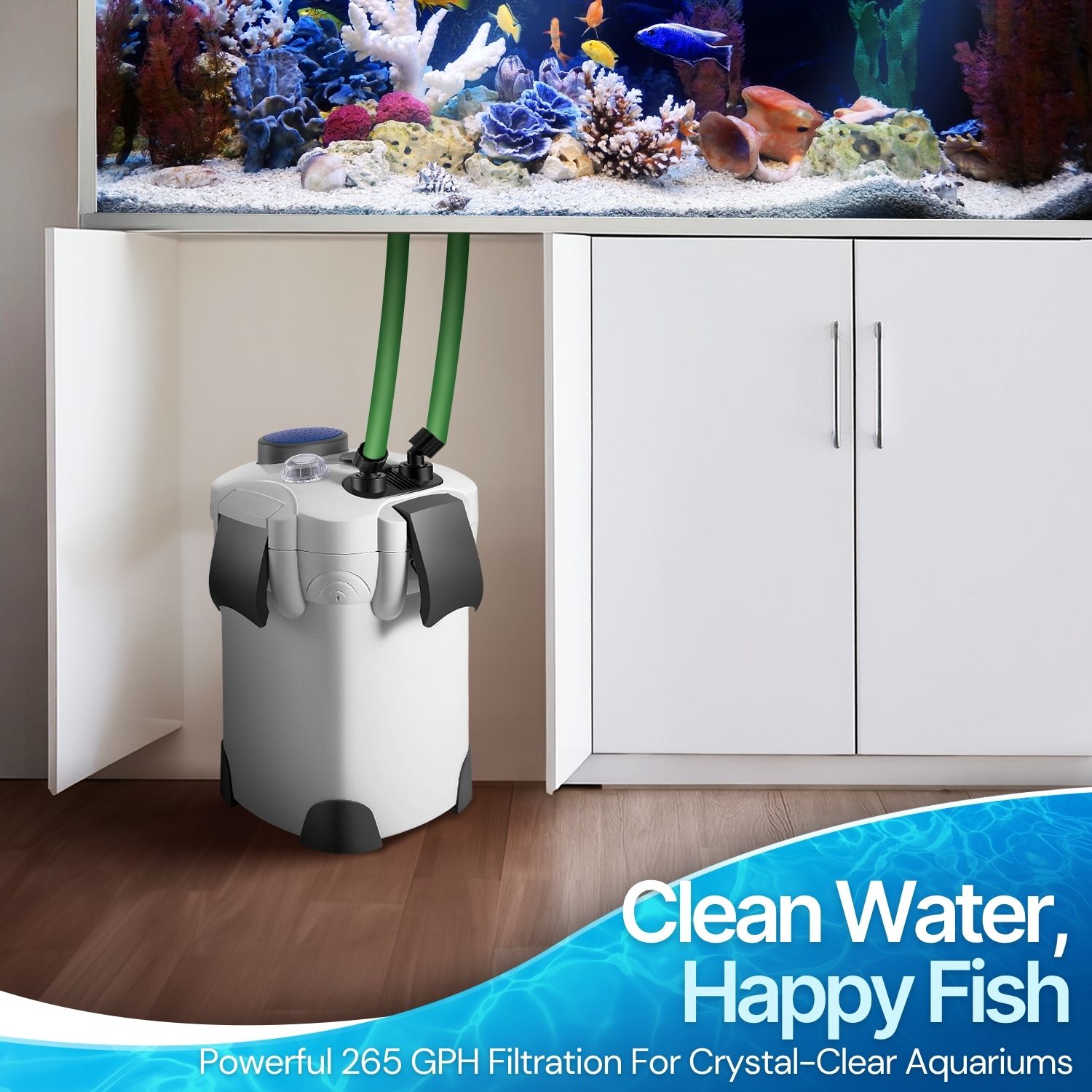 Aquarium Canister Filter for up to 75 Gallon Fish Tank265GPH, w/ UV