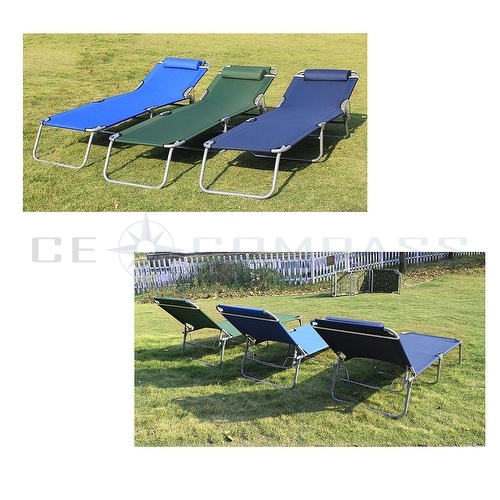 Portable Chair Folding Outdoor Chaise Lounge Pool Beach Patio Green