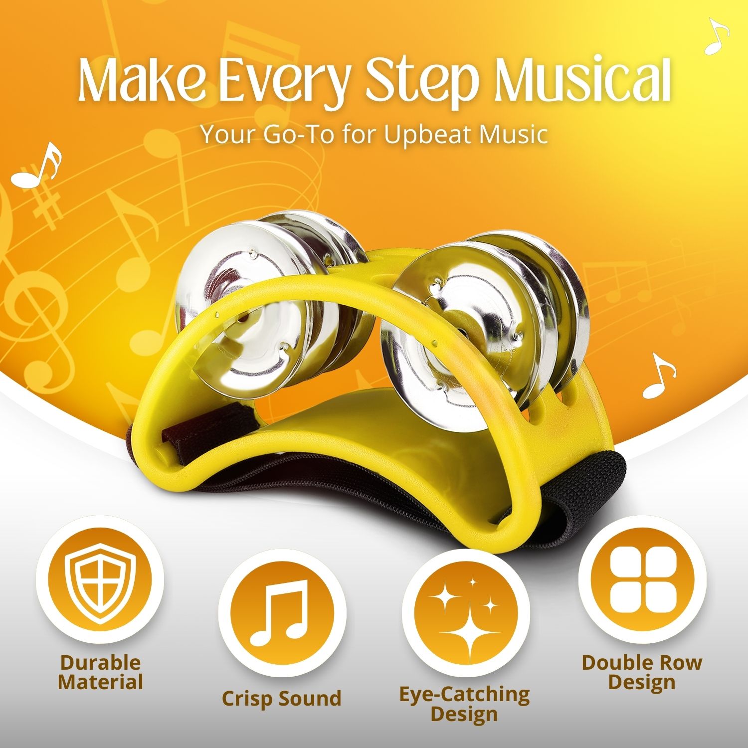 Foot Tambourine Percussion with Steel Jingles for Cajon & Guitar