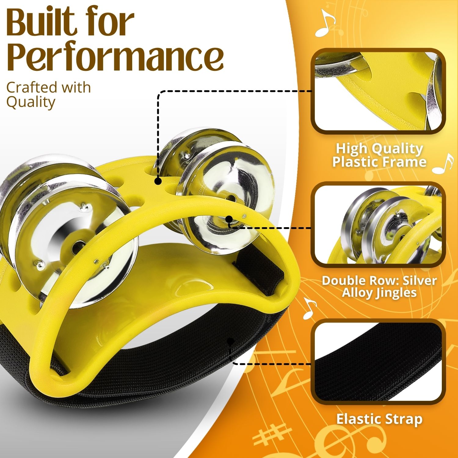 Foot Tambourine Percussion with Steel Jingles for Cajon & Guitar