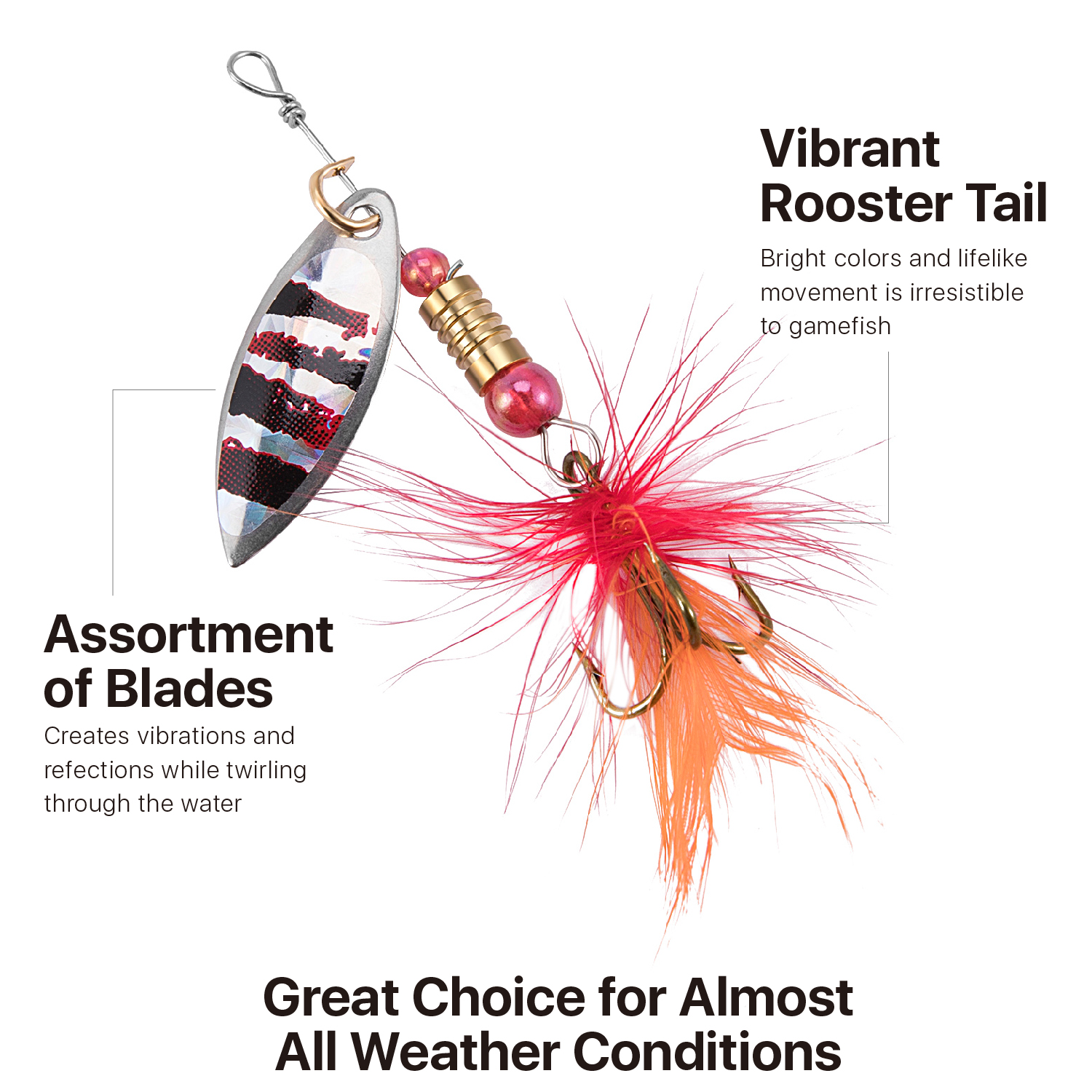 Fishing Lures SpinnerBaits Bass Lures, Salmon, Trout, Fishing 30pc