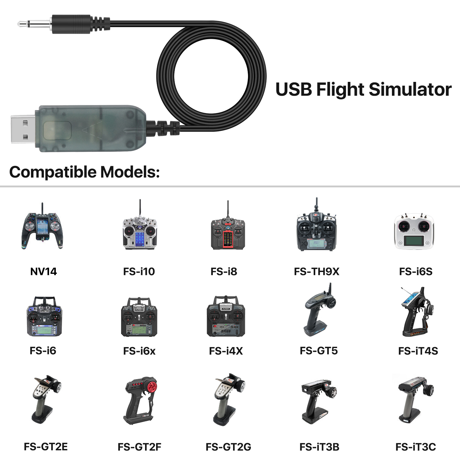 4-8 Channel Pulse Position Modulation (PPM) Signal - This simulator cable can transfer the Pulse Position Modulation (PPM) signal to PC internal channel control vector but can work with unencrypted simulation software Only