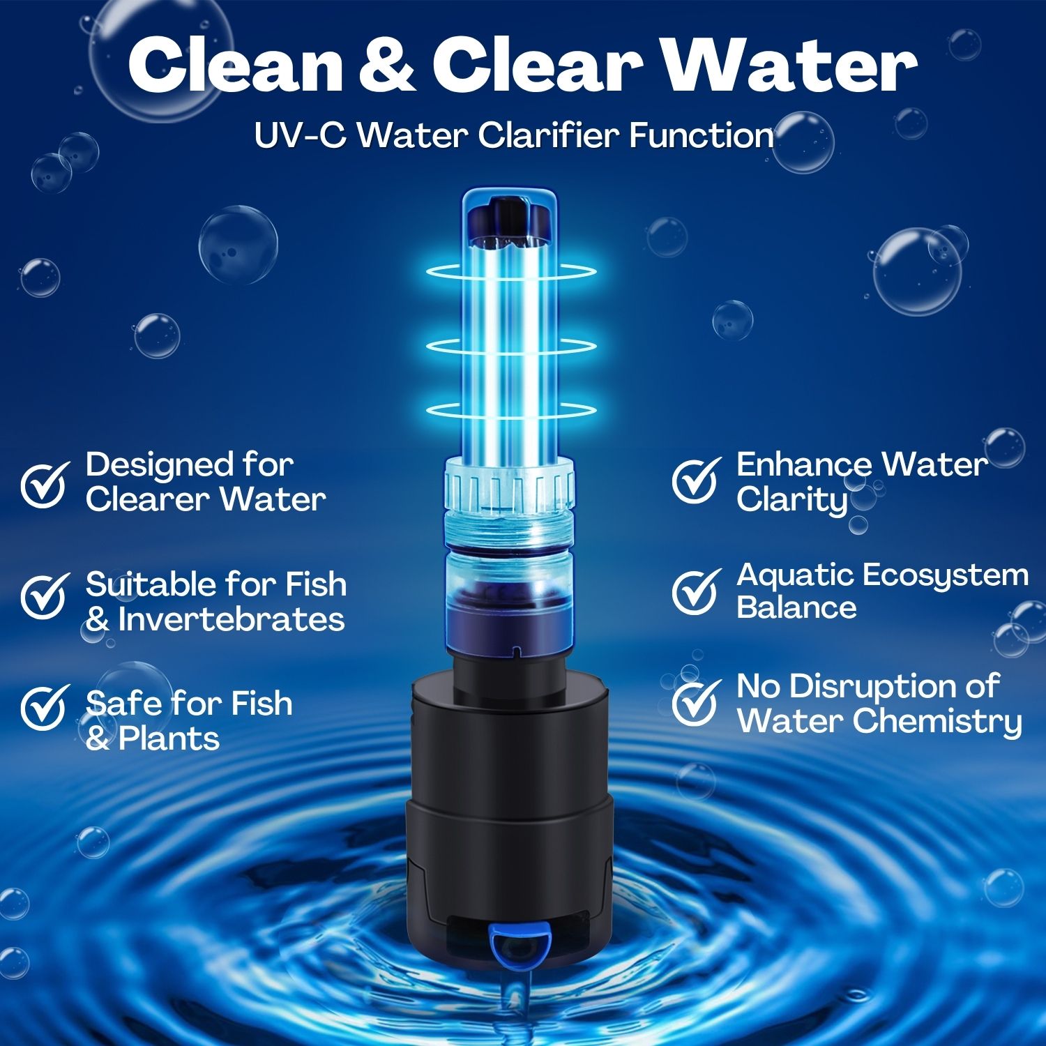 One-Touch U-V Sterilization: Activate the aquarium u-v light with a simple on/off switch to eliminate harmful pathogens and maintain a pristine environment