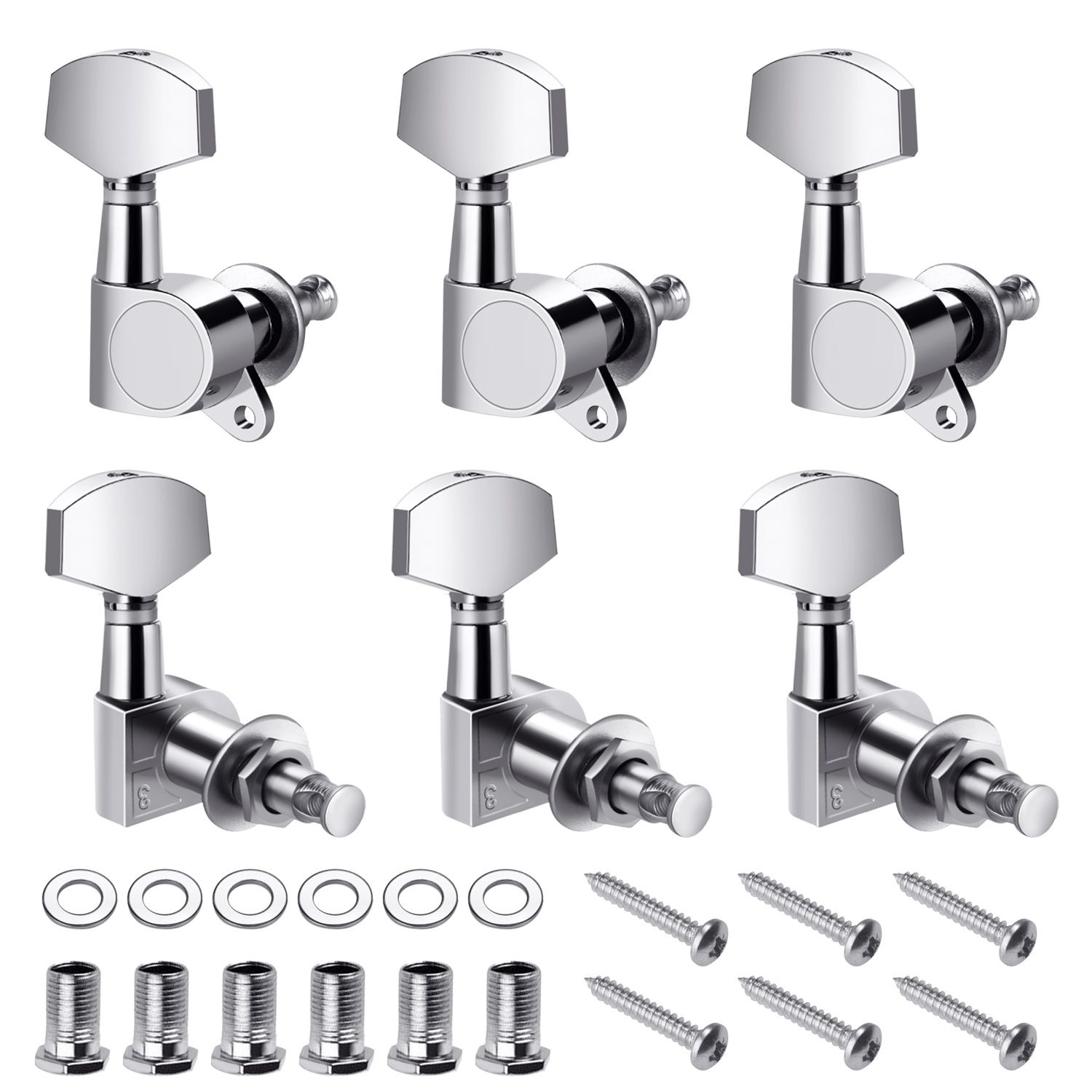 6 Chrome Guitar String Tuning Pegs Tuners Machine Heads Acoustic Electric