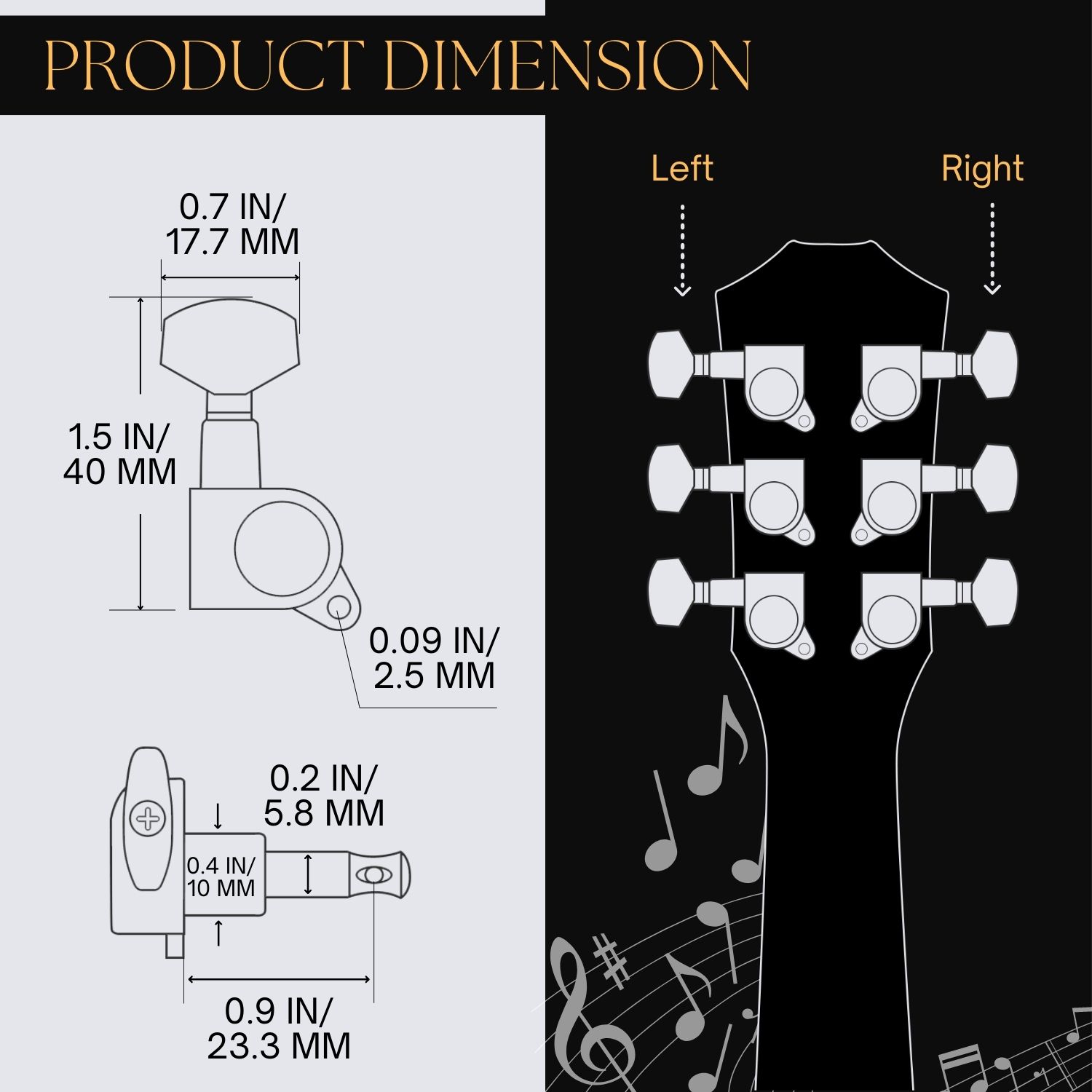 Maintain the Perfect Tone - Replace your old and dirty guitar tuners and get the best sound out of your instrument. These electric and acoustic guitar tuning pegs help you achieve a smooth, precise, and distinctive sound.