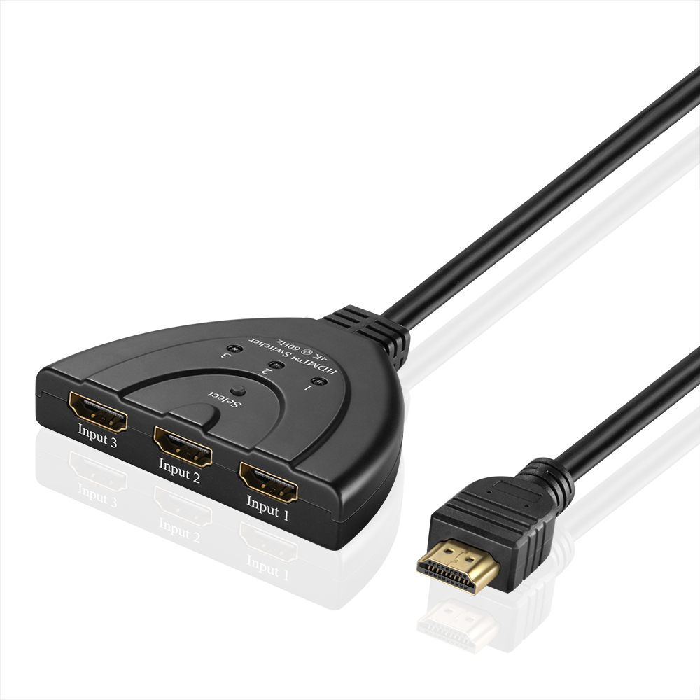 3 Port 3 in 1 Out HDMI Switcher 4K 60Hz HDR HDCP 2.2 1080P 3D Selector