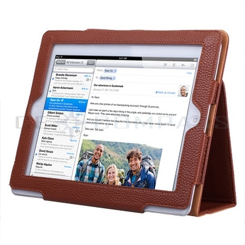 Brown Leather Smart Cover Case with Stand for Apple iPad 2  