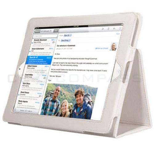 White Leather Smart Cover Case with Stand for Apple iPad 2  