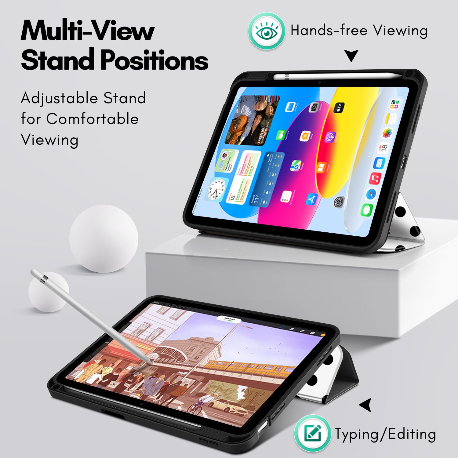 Holder for Apple Pencil - This case for 10th Gen iPad is equipped with a pencil slot holder to ensure portability, comfort, and protection. Easy to take out and store your pencil