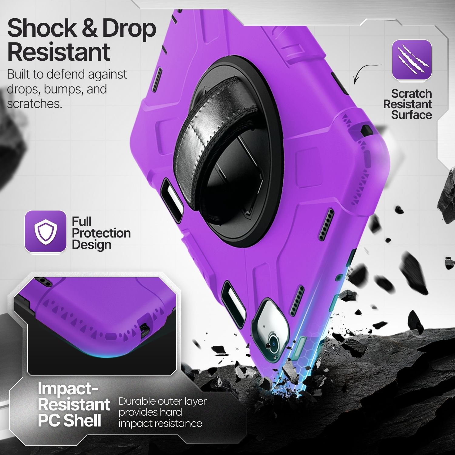 Purple Protective Case for iPad Air 13 Inch M2 6th 2024