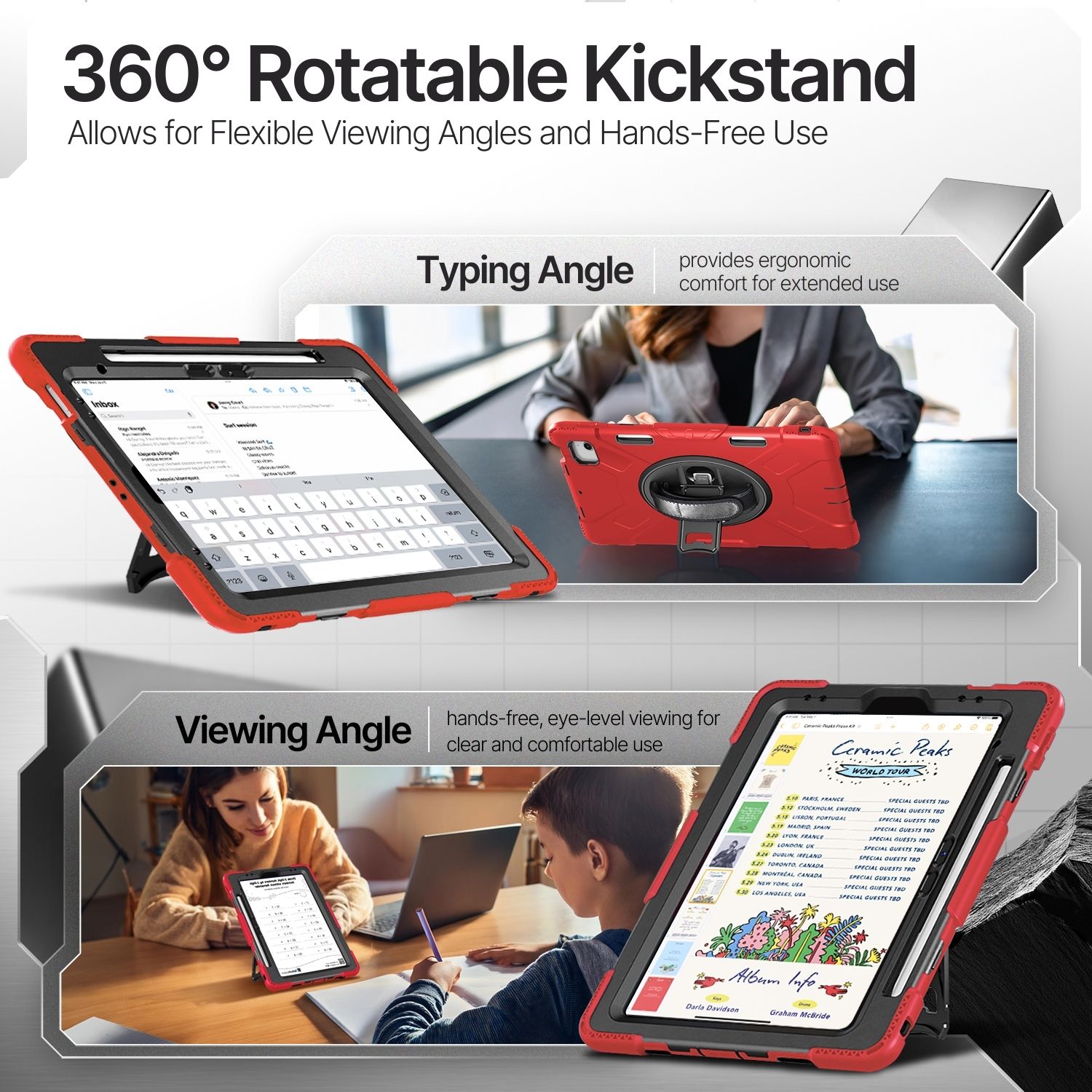 Design and Build: Our cases for iPad Air 13 inch 6th Gen Incredibly durable 3-layer protection protects your device from anything. This case for iPad Pro 12.9 inch has a rugged, impact-resistant PC shell, along with a shock-absorbing silicone shell and front PC bumper edges