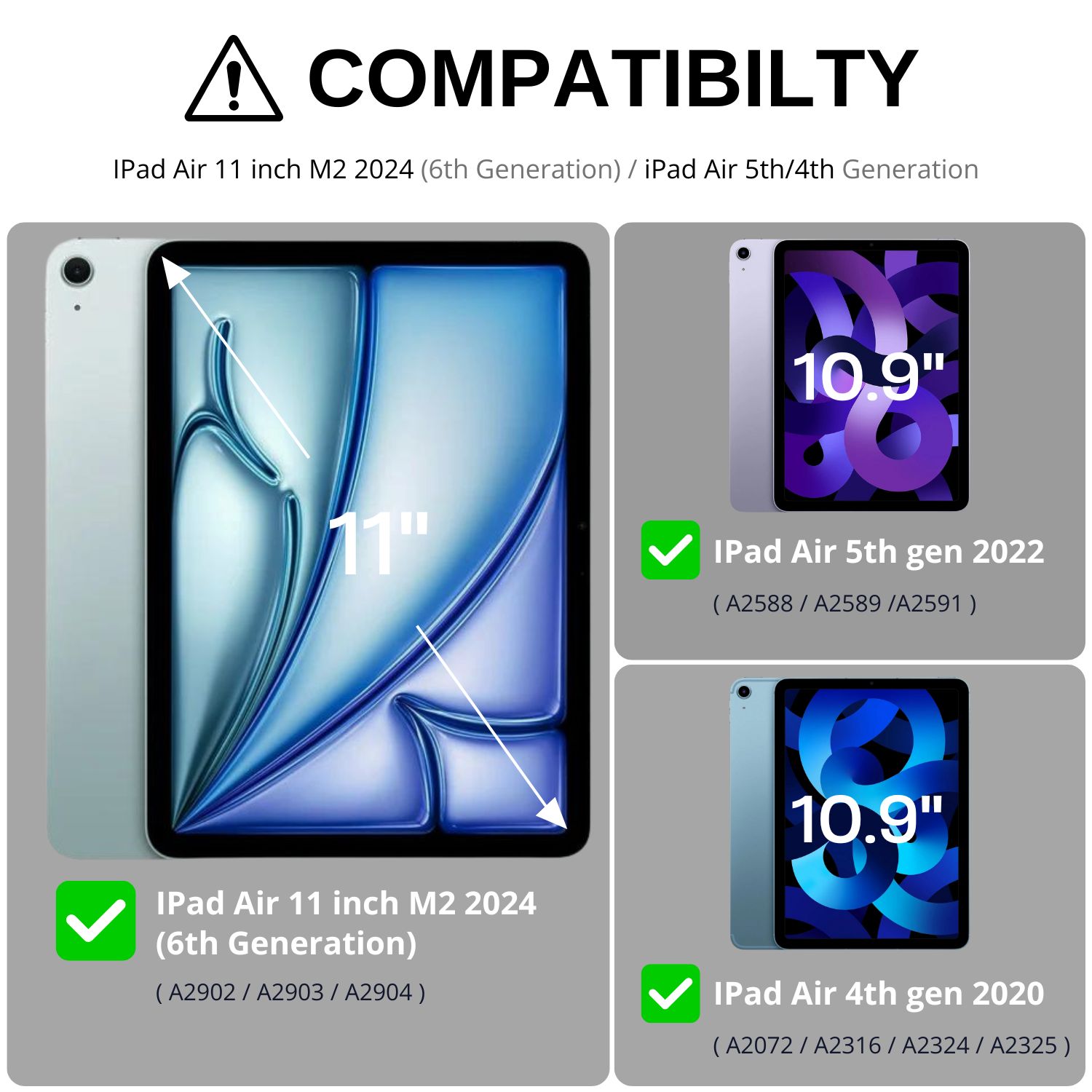 Designed specifically for New Apple iPad 5th 10.9" 2022 ( A2589, A2591) Apple iPad Air (4th Generation) 2020 Release (Model number: A2324 A2072 A2316 A2325); Not compatible with any other devices; Precise cutout supports the Apple Pencil''s magnetic attachment and wireless charging features (Apple Pencil is NOT included)