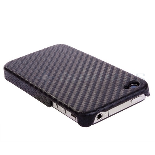 Black Carbon Fiber Style Hard Case Cover For iPhone 4  