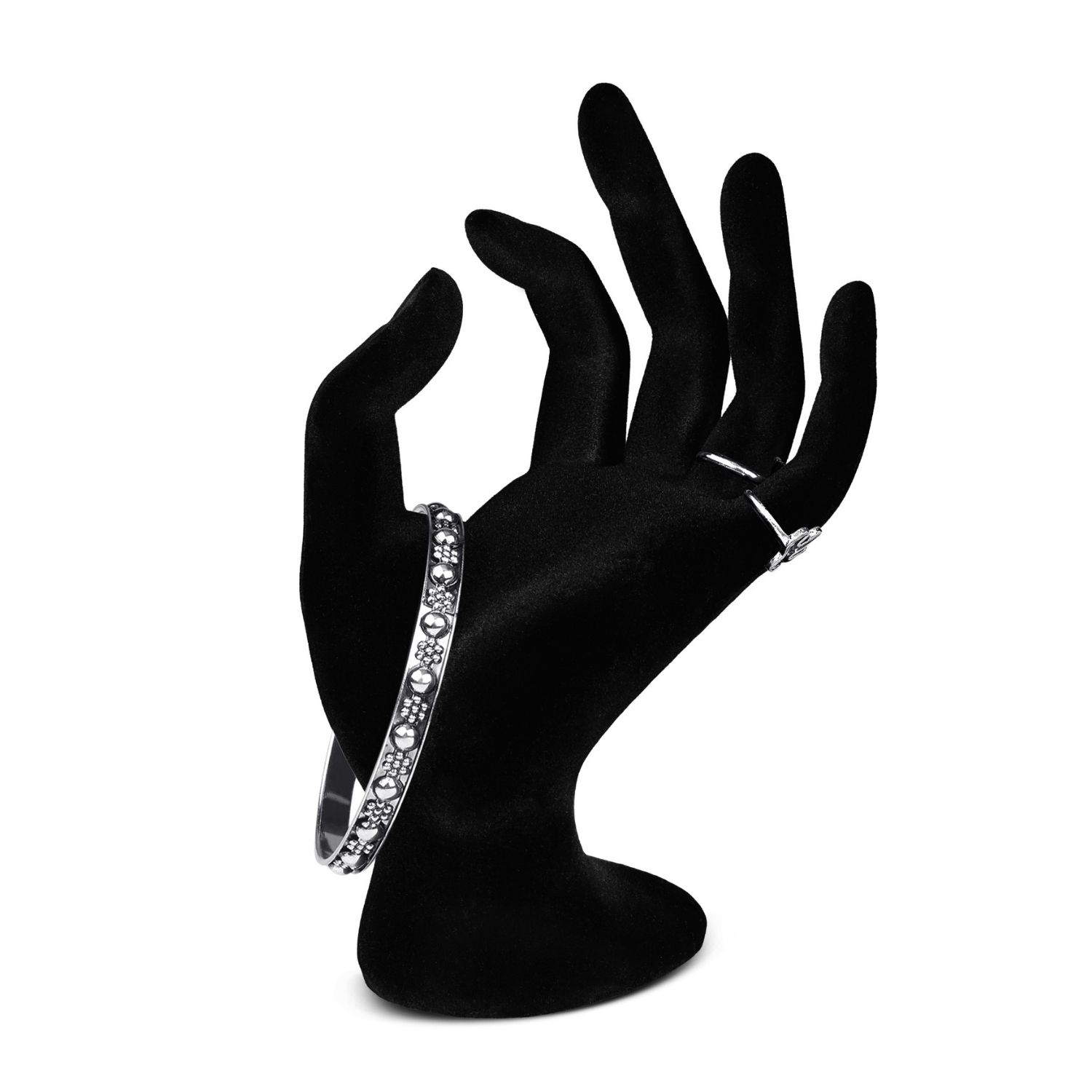 Hand Jewelry Holder Female Mannequin Hands Holder for Bracelet, Watch, Hand Ring Holder, Mannequin Arm Form Model, Hand Stand for Jewelry Display, Velvet Hand Mannequin, Black