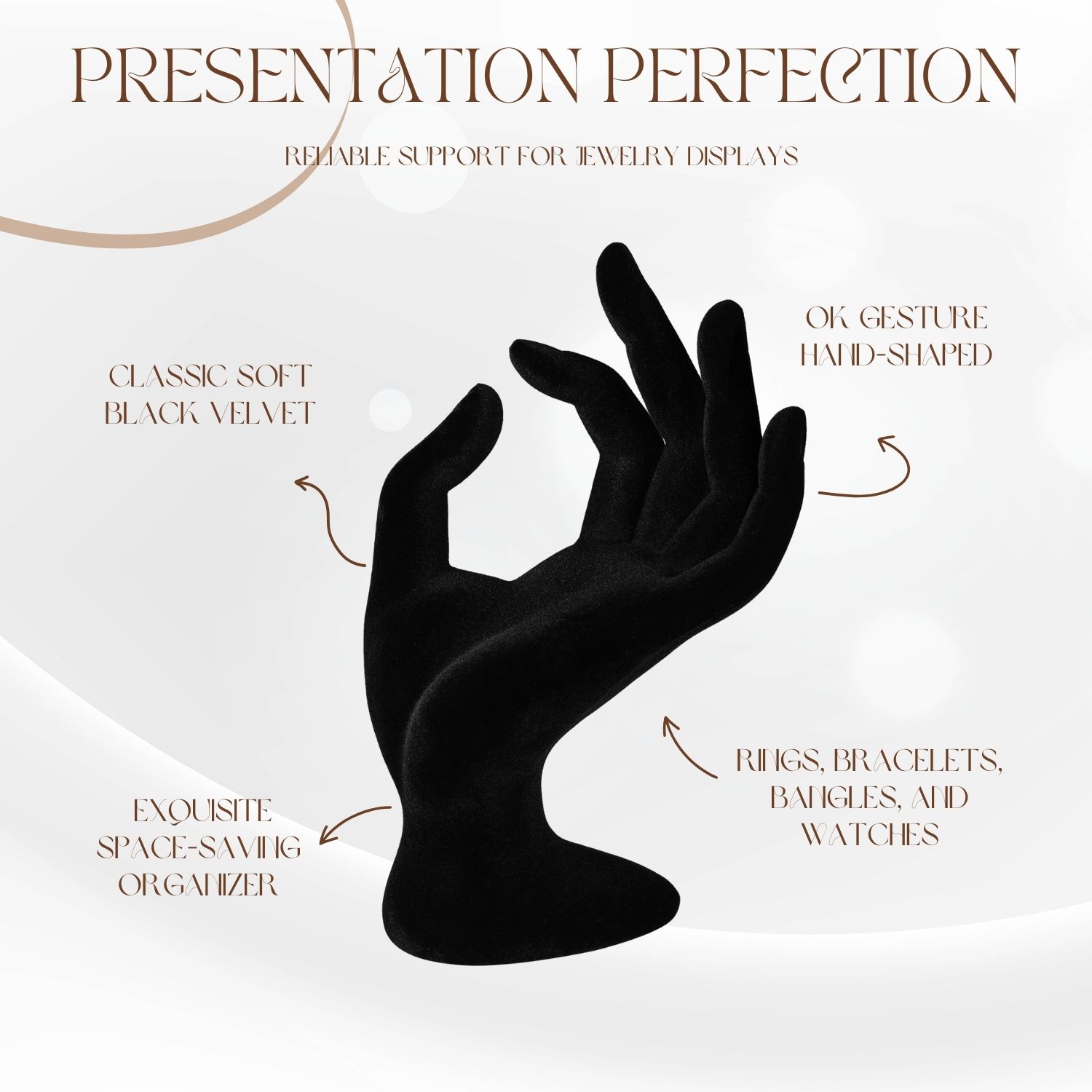 Sturdy and Protective - Crafted from soft velvet material to protect your jewelry from damage, scratch, or abrasion. A solid structure to prevent tip-over incidents.