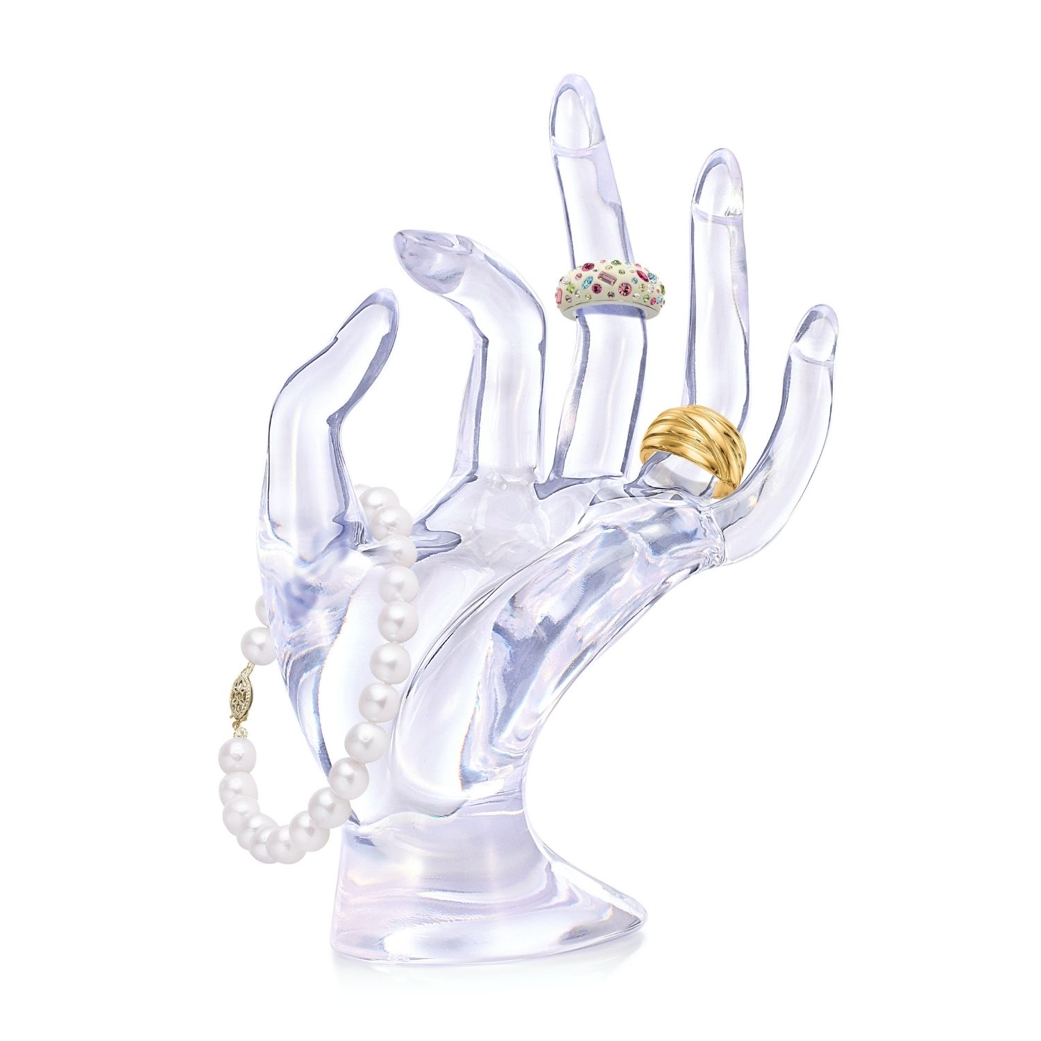 Polyresin Hand Jewelry Display Stand Support Holder Tower Organizer for Bracelet Necklace Watch Ring, Black