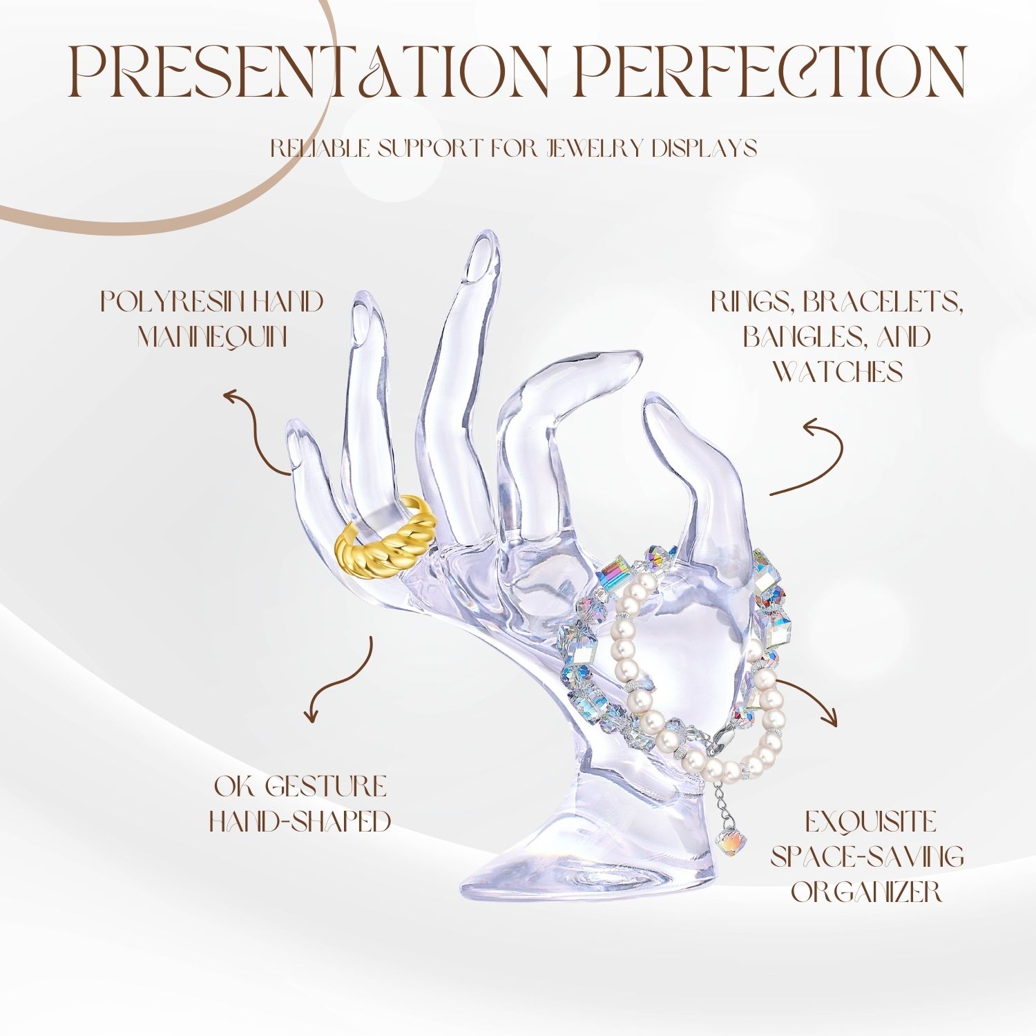 Sturdy and Protective - Crafted from durable polyresin material, with a smooth surface to protect your jewelry from damage, scratch, or abrasion, a solid structure to prevent tip-over incidents.