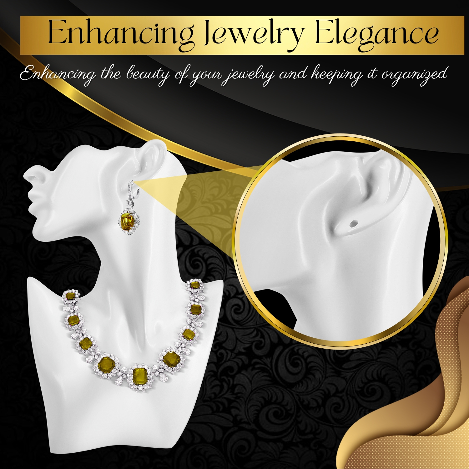 Elegant Design: Our necklace bust display has a smooth, white finish that adds a touch of elegance, enhancing the beauty of your jewelry and keeping it organized