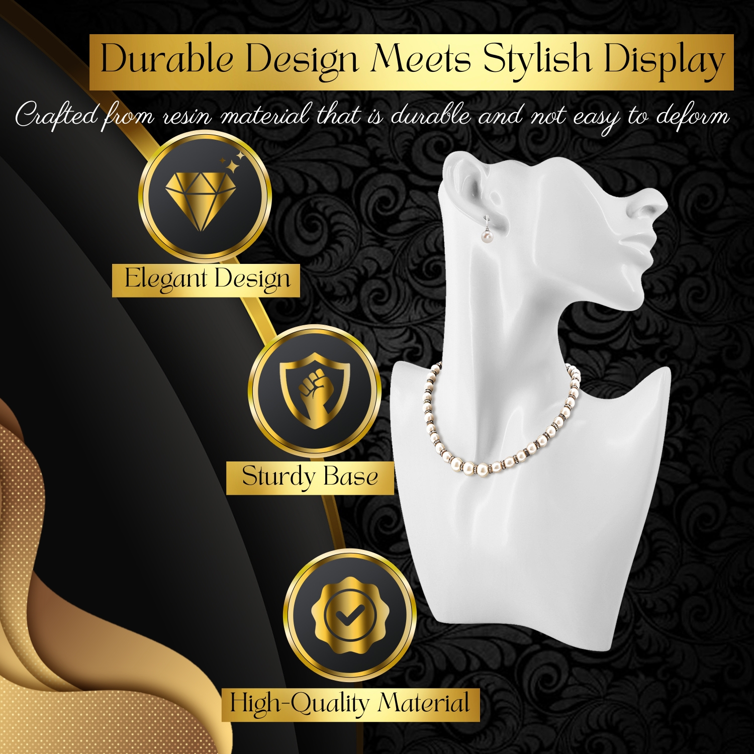 Lightweight Design: This lightweight necklace mannequin stand emphasizes portability and ease of use, ensuring it can be easily transported from one place to another