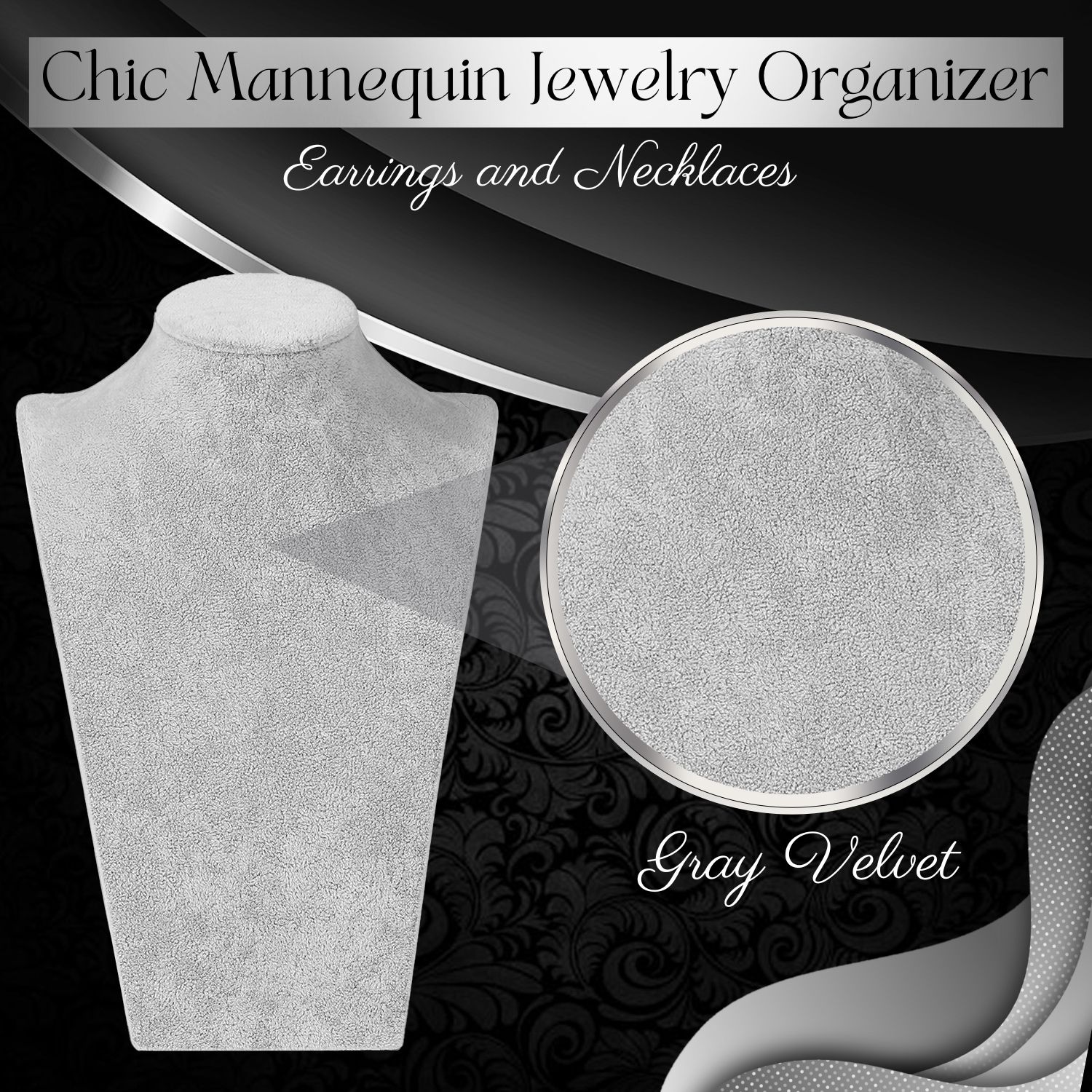 Velvet Necklace Jewelry Pendant Chain Chokers Display Bust Stand Holder