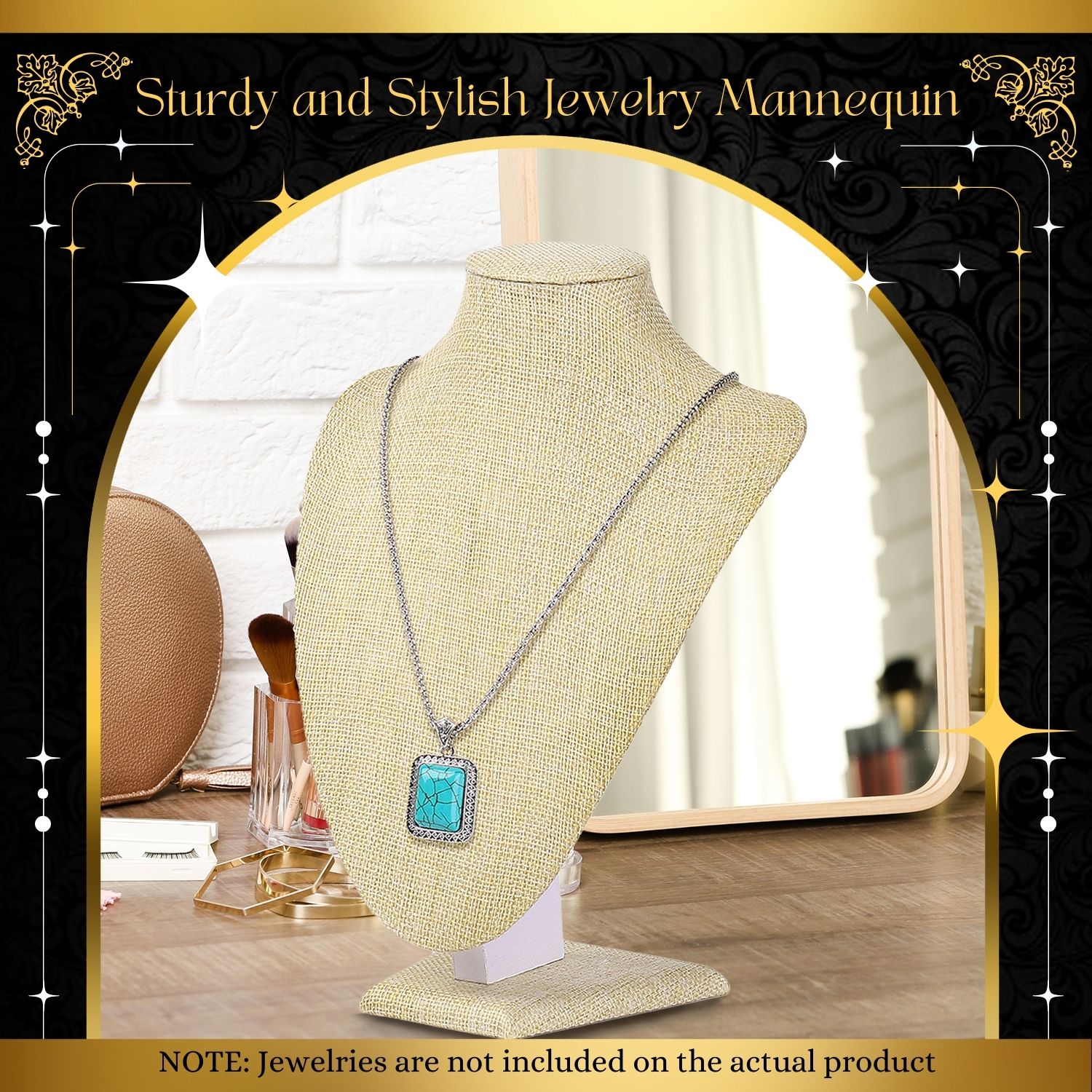 Linen Necklace Jewelry Pendant Chain Chokers Display Bust Stand 9.6