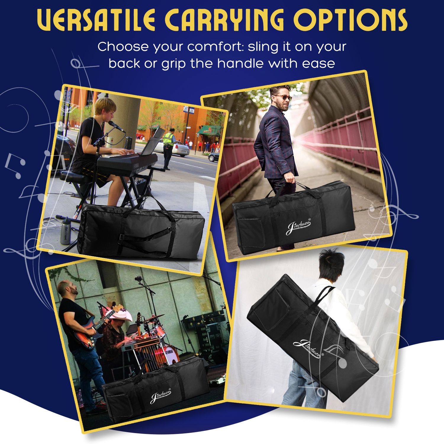 Piano Keyboard Gig Bag (61 Key Note) Digital Electronic Keyboard Case w